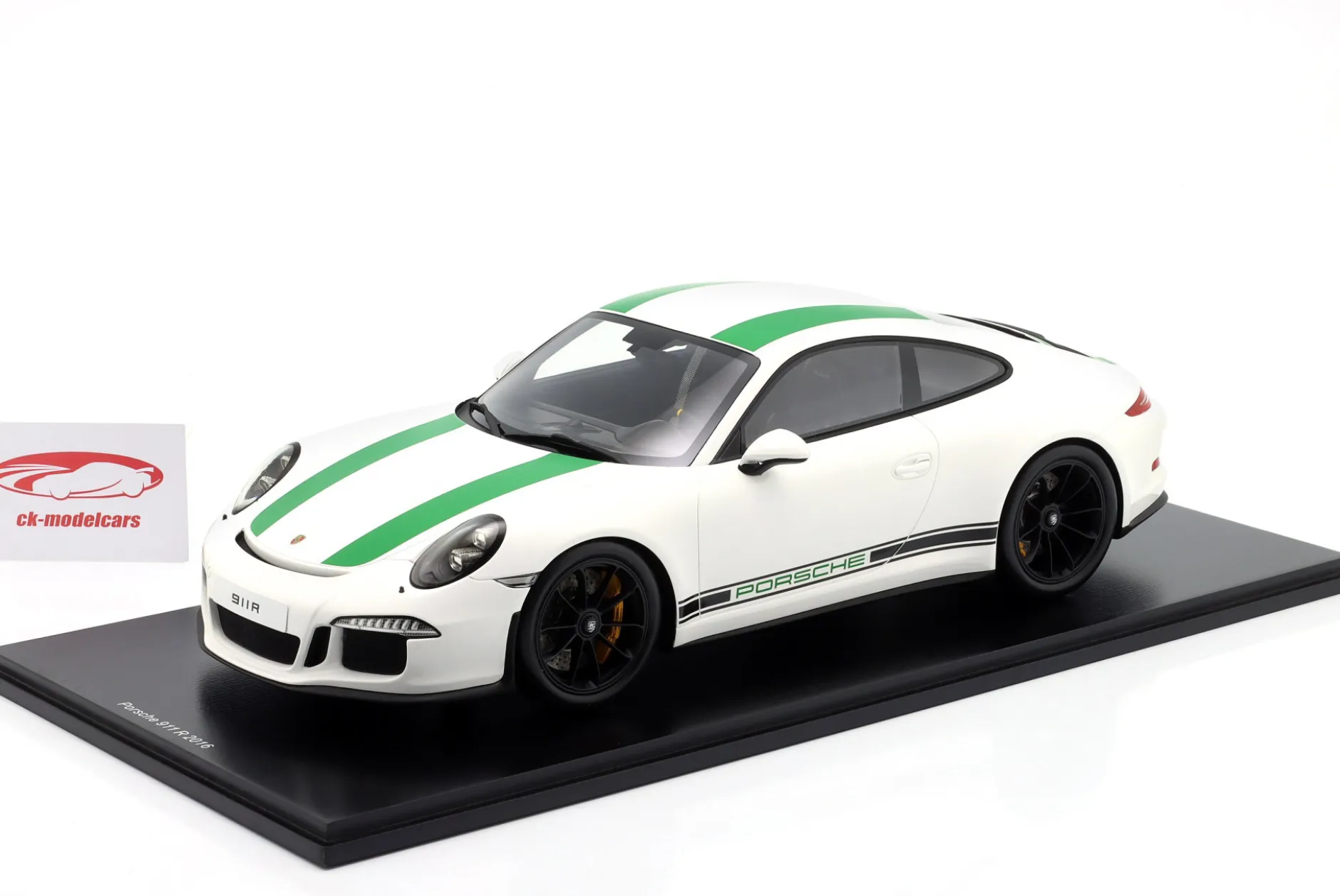 Porsche 911 (991) R Baujahr 2016 weiß / grün 1:12 Schuco