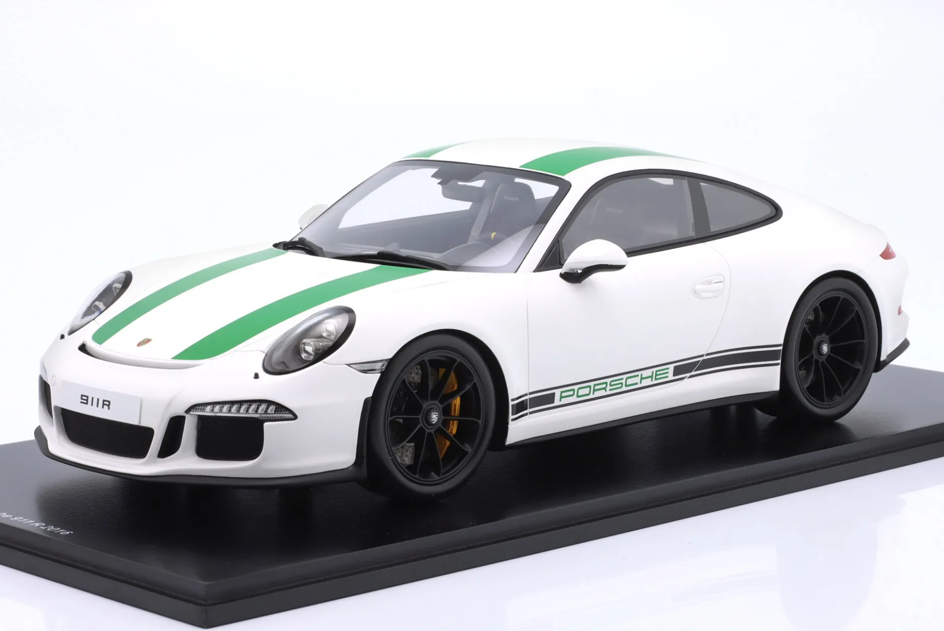 Porsche 911 (991) R Baujahr 2016 weiß / grün 1:12 Schuco