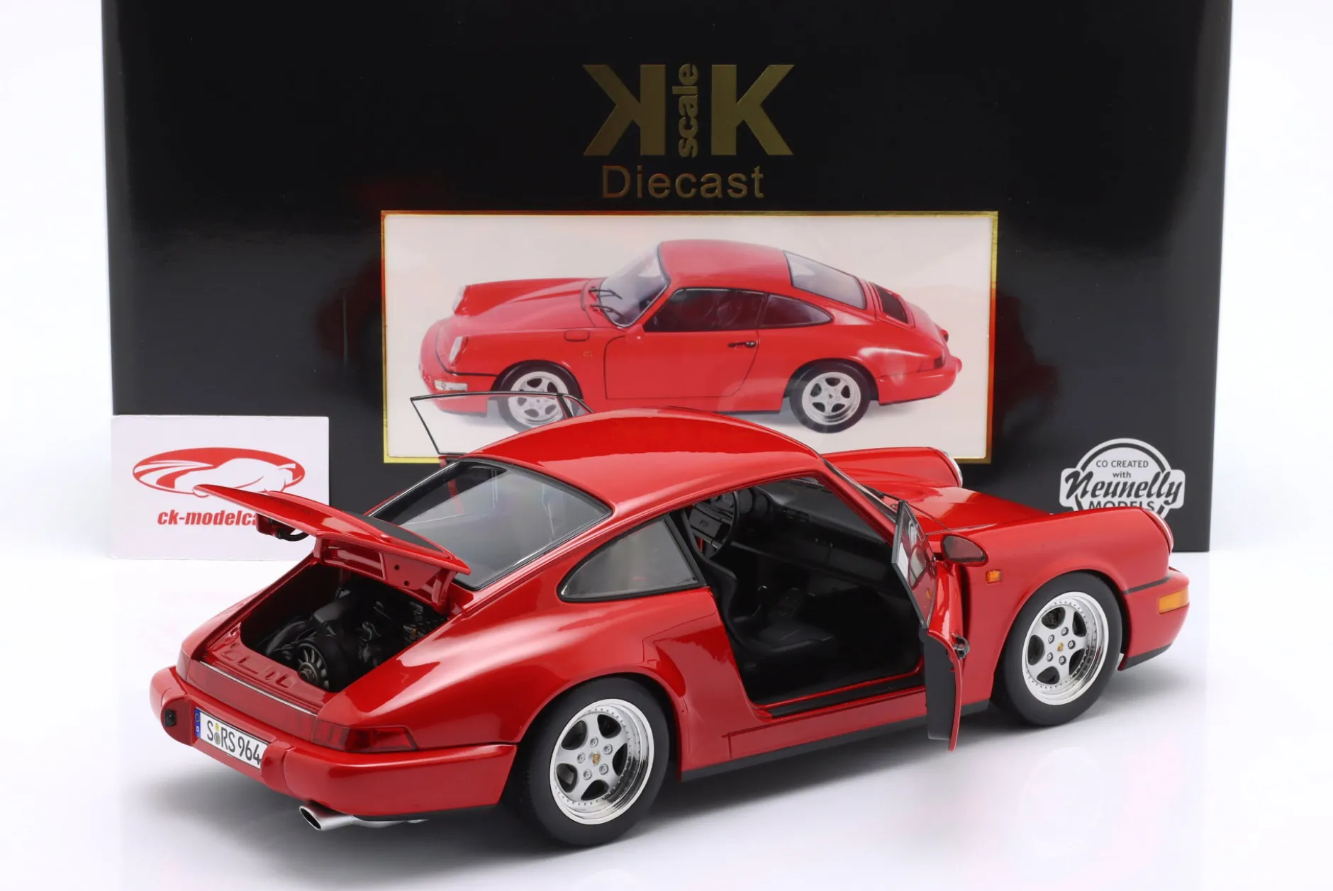 Porsche 911 (964) RS Baujahr 1992 rot / Speedline Felgen 1:12 KK-Scale