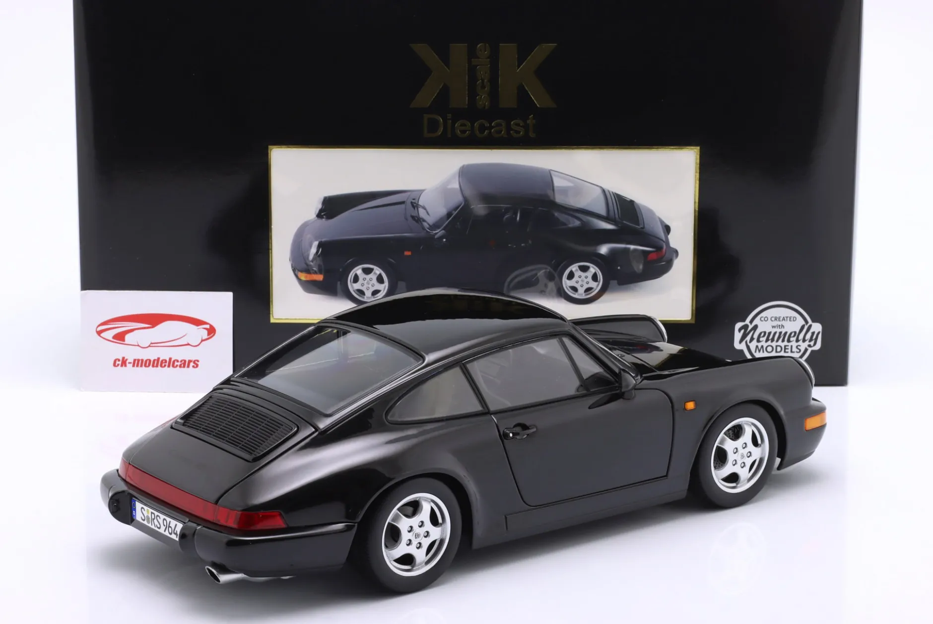 Porsche 911 (964) RS Baujahr 1992 schwarz / Cup Felgen 1:12 KK-Scale
