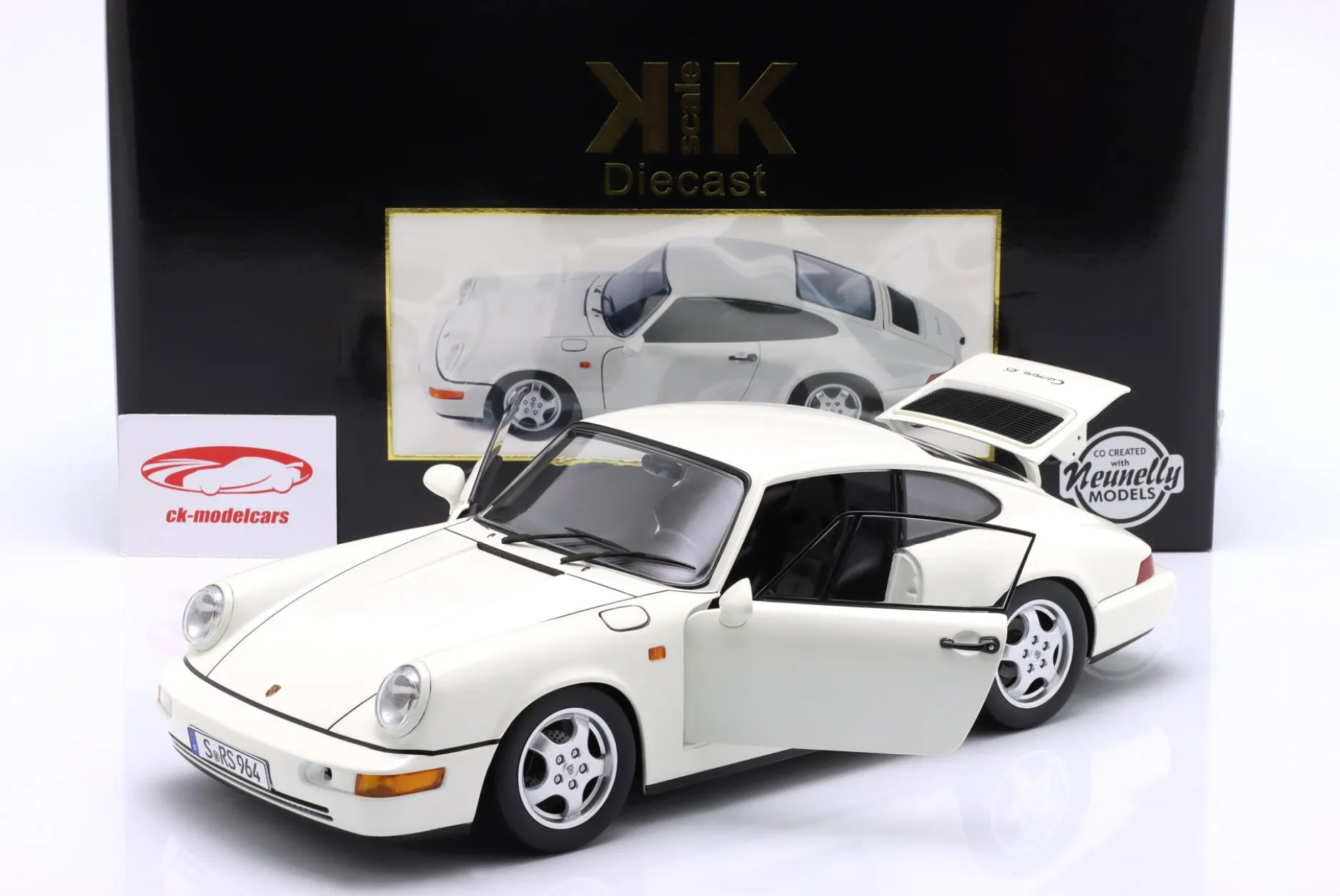 Porsche 911 (964) RS Baujahr 1992 weiß / Cup Felgen 1:12 KK-Scale