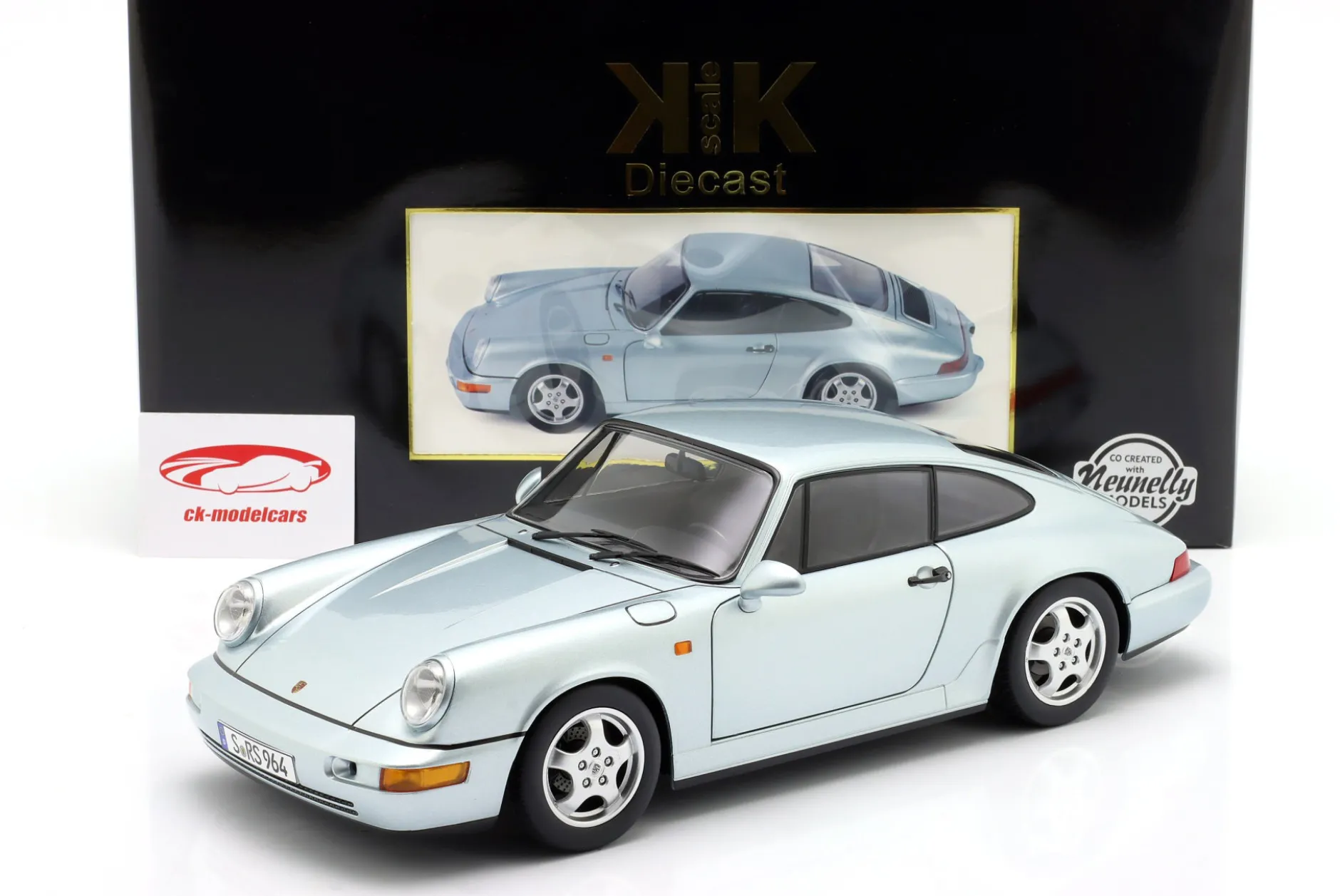 Porsche 911 (964) RS mit Cup Felgen Baujahr 1992 polarsilber 1:12 KK-Scale