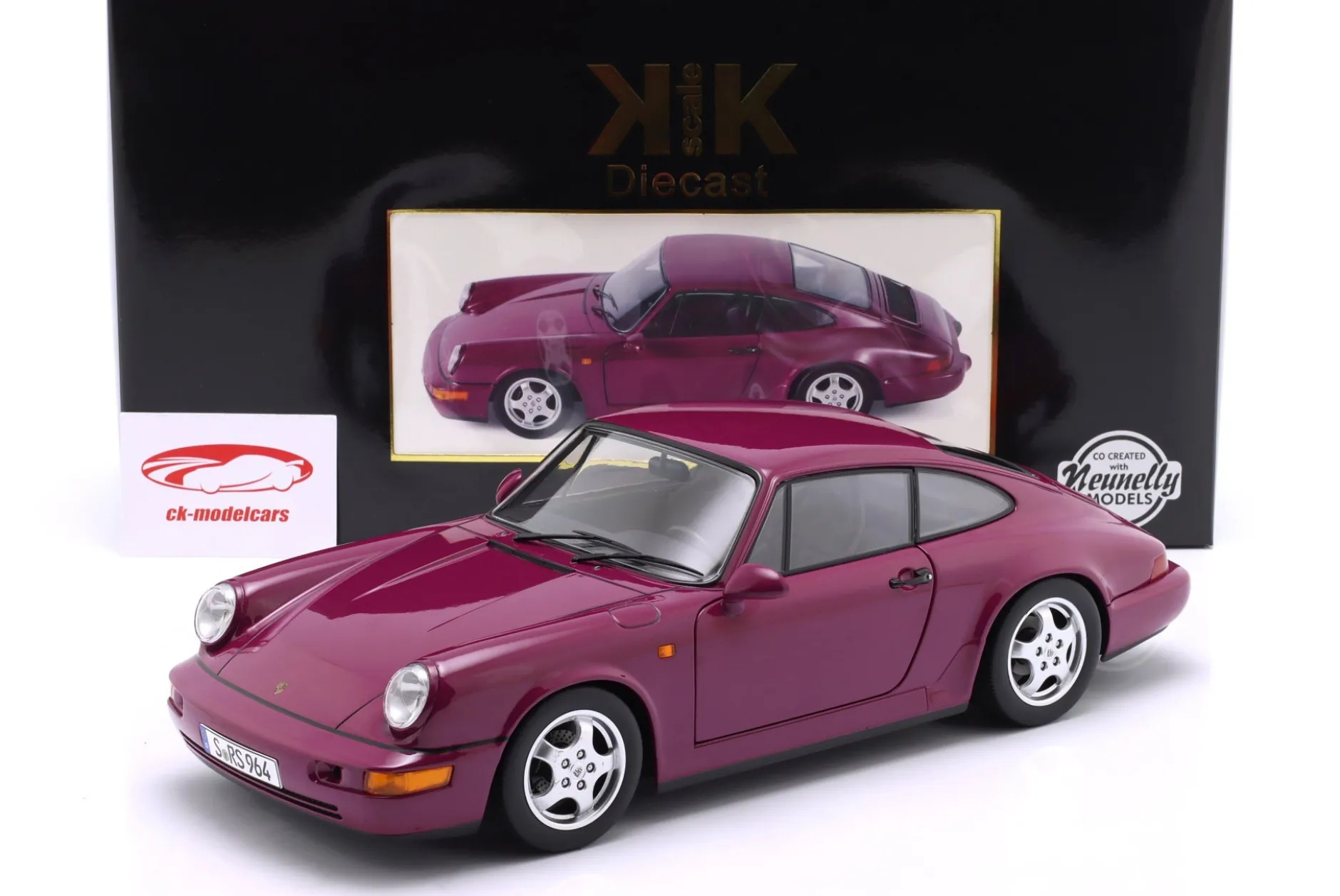 Porsche 911 (964) RS mit Cup Felgen Baujahr 1992 rubinrot 1:12 KK-Scale