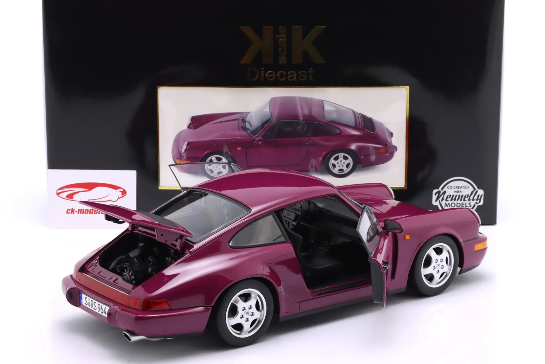 Porsche 911 (964) RS mit Cup Felgen Baujahr 1992 rubinrot 1:12 KK-Scale