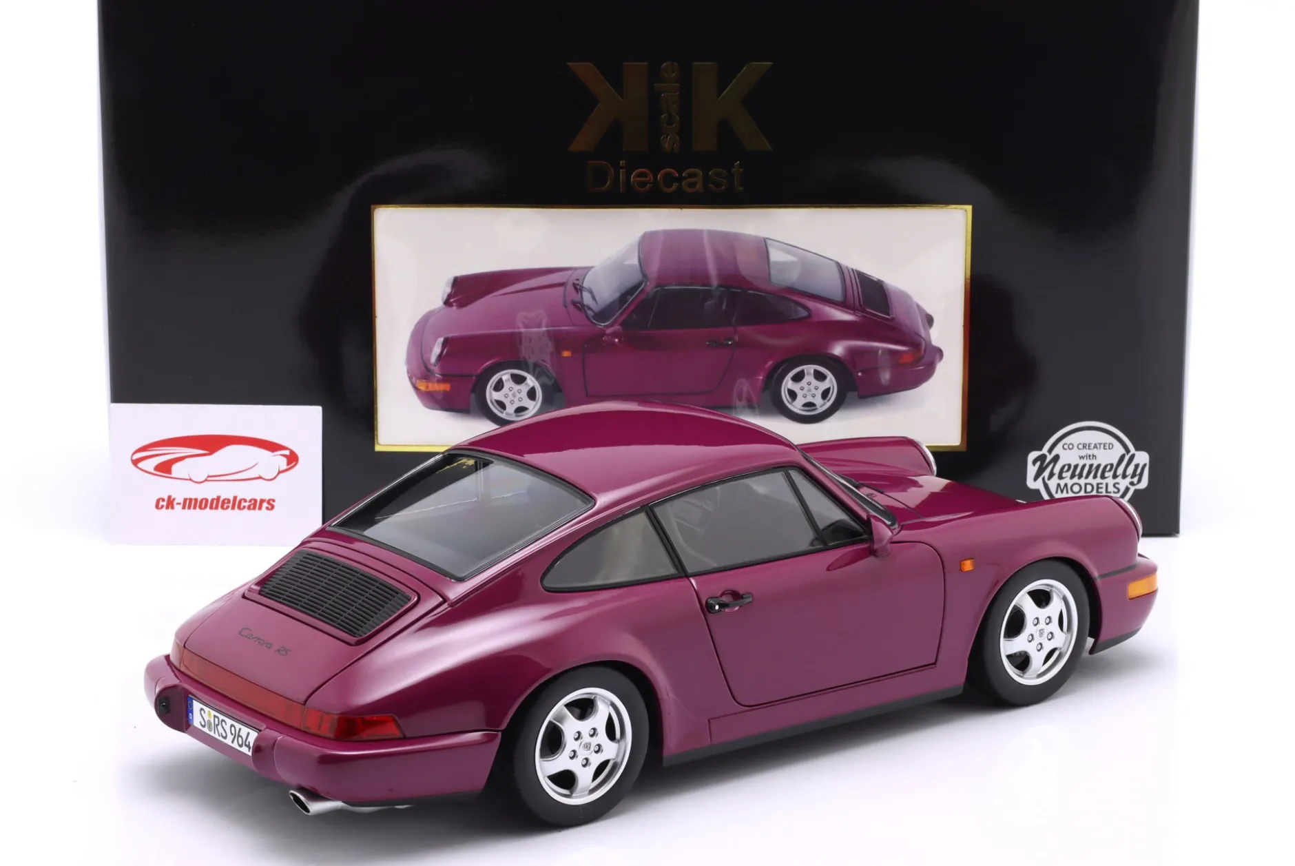 Porsche 911 (964) RS mit Cup Felgen Baujahr 1992 rubinrot 1:12 KK-Scale