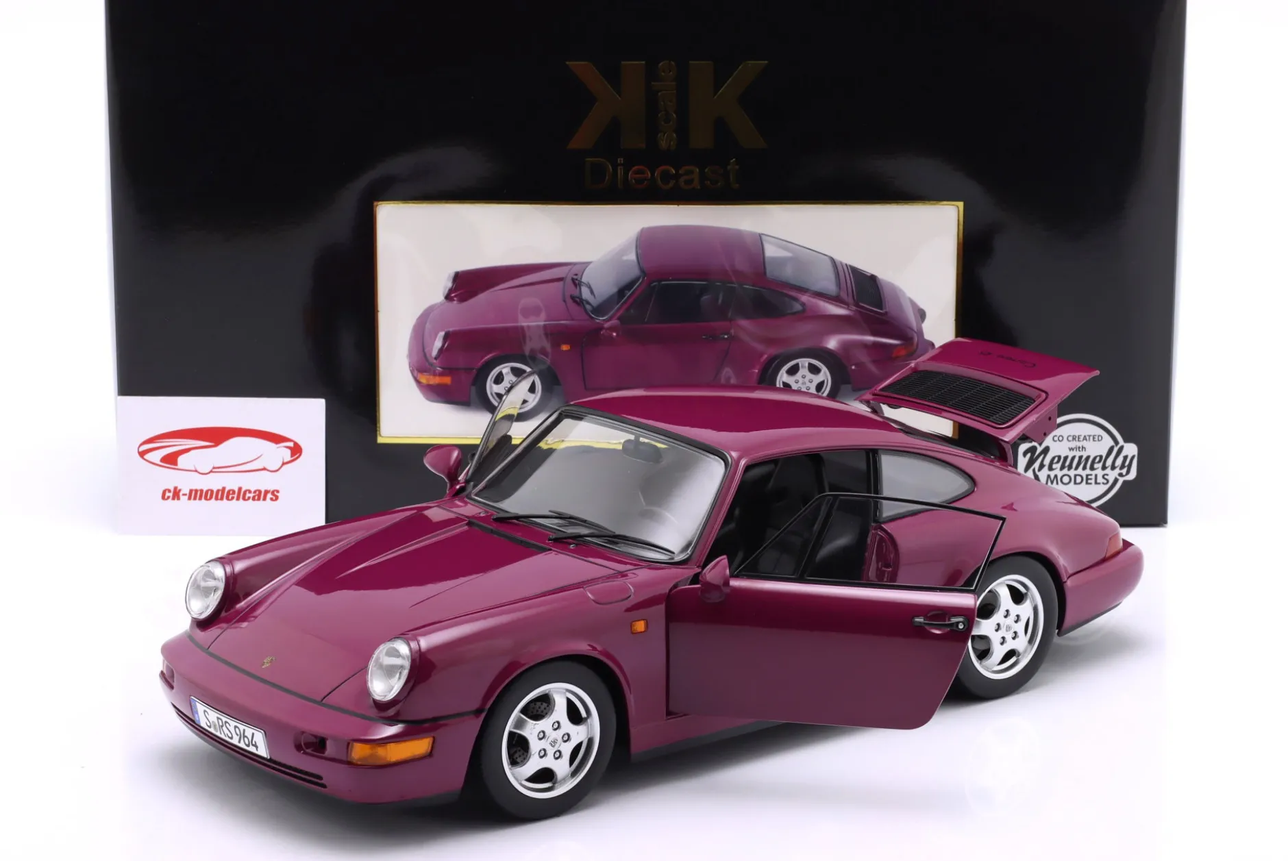 Porsche 911 (964) RS mit Cup Felgen Baujahr 1992 rubinrot 1:12 KK-Scale