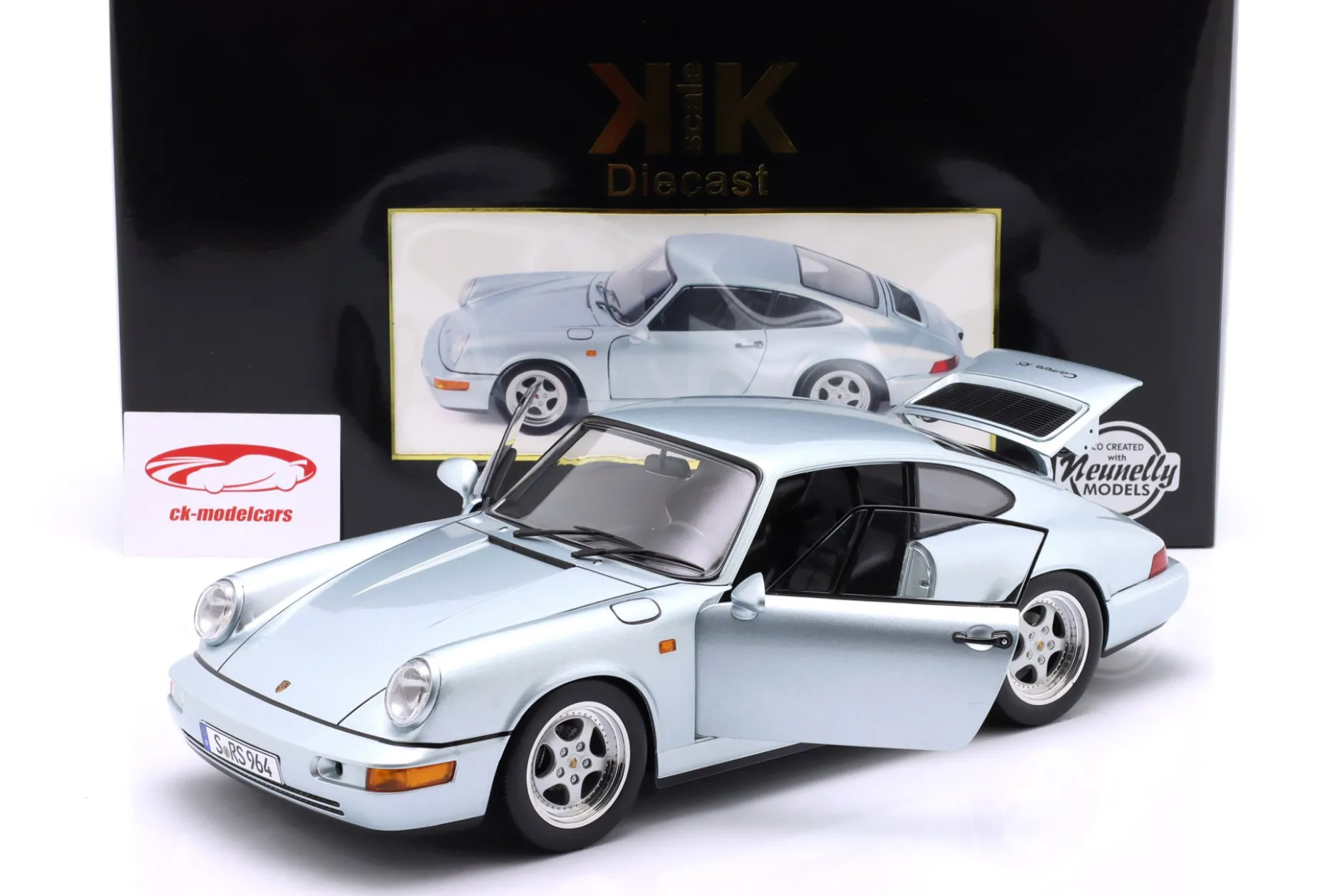 Porsche 911 (964) RS mit Speedline Felgen Baujahr 1992 polarsilber 1:12 KK-Scale