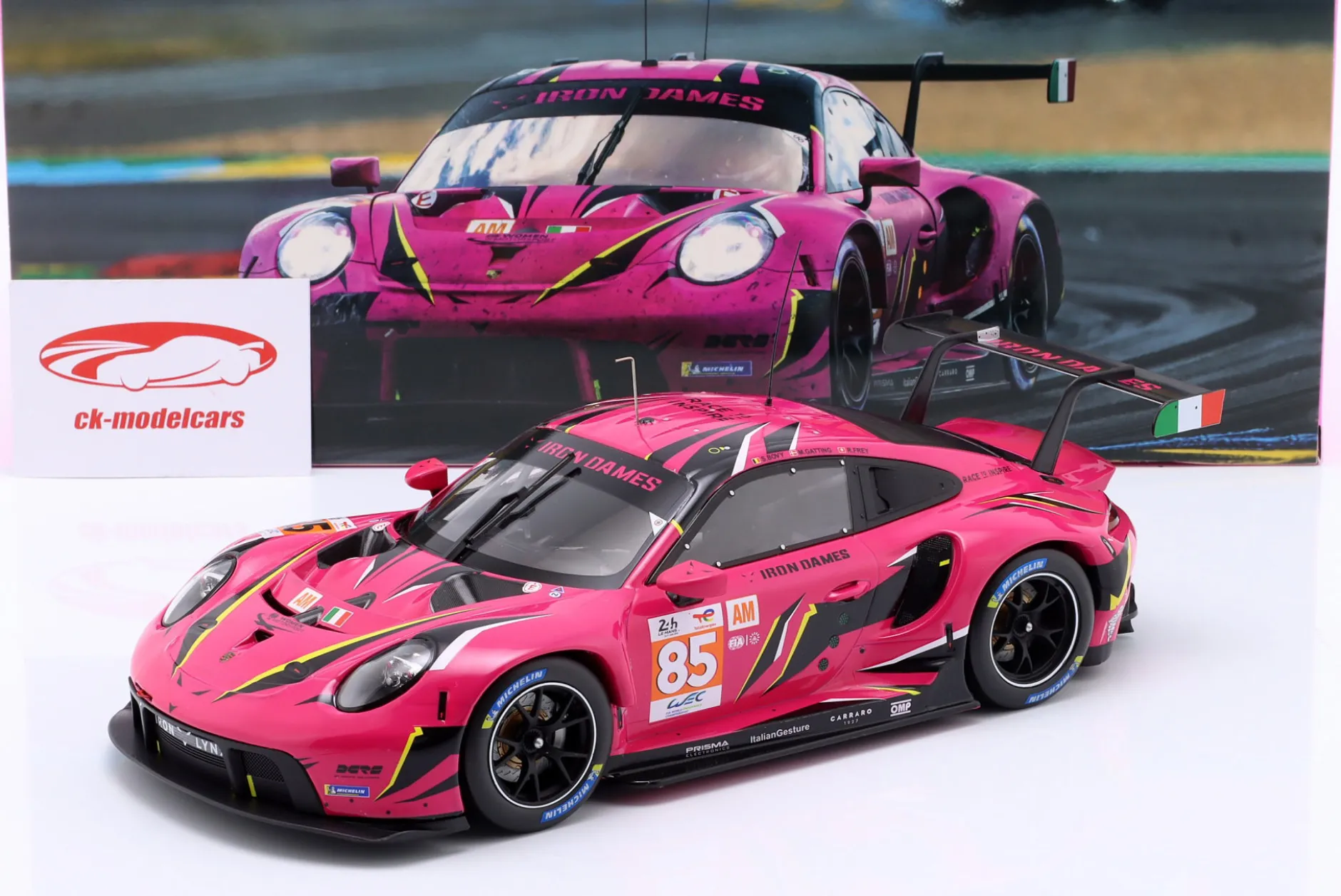 Porsche 911 RSR #85 Iron Dames 24h LeMans 2023 Bovy, Gatting, Frey 1:18 Ixo