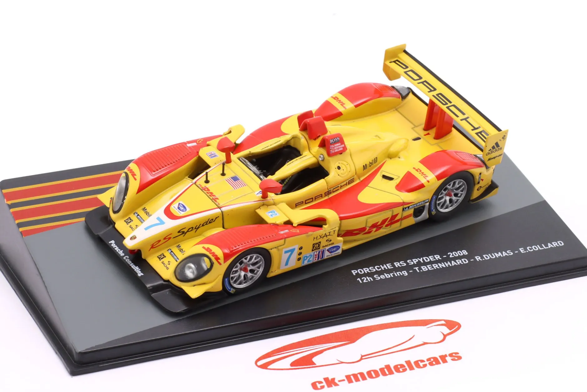 Porsche RS Spyder #7 Sieger 12h Sebring 2008 Bernhard, Dumas, Collard 1:43 Altaya
