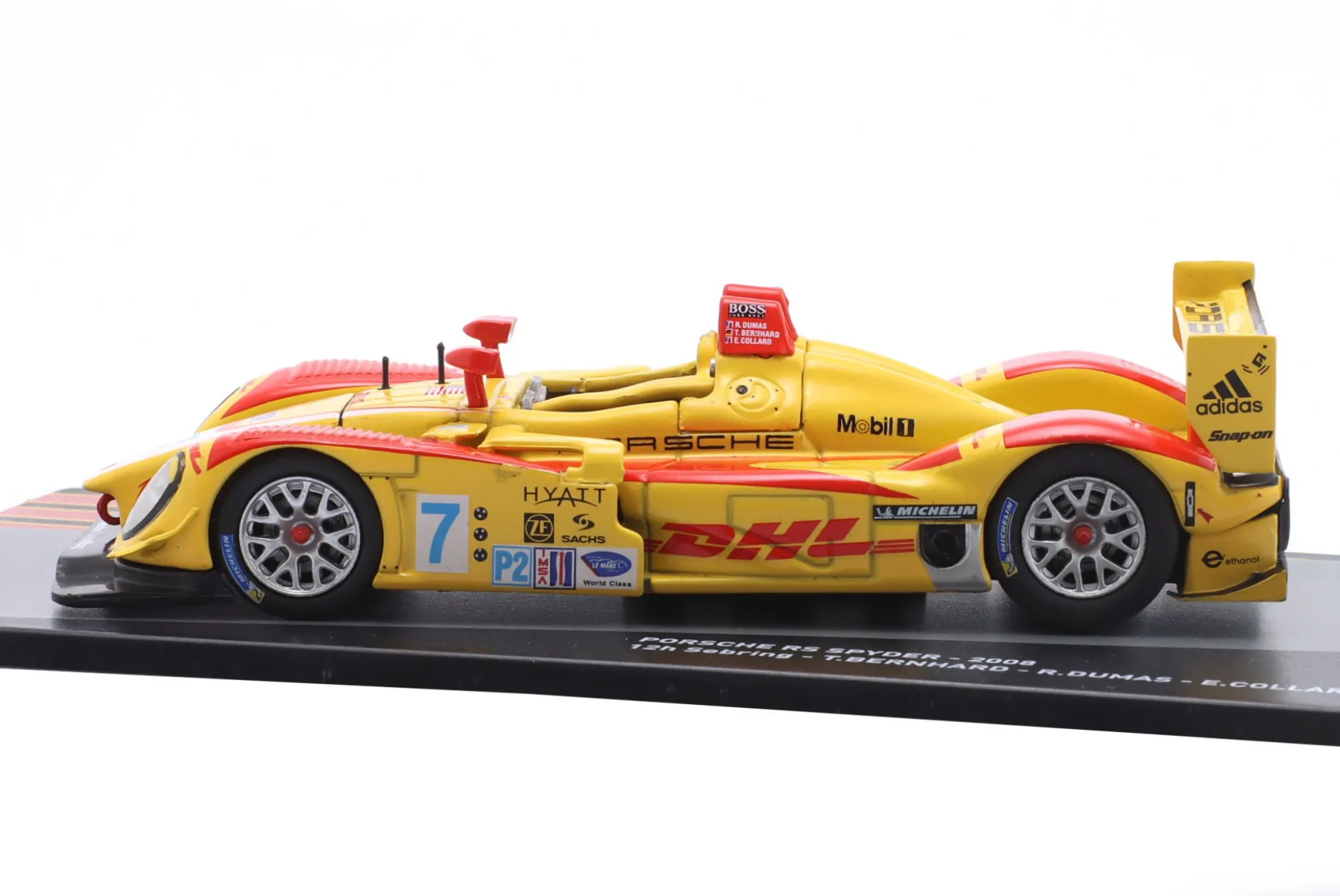 Porsche RS Spyder #7 Sieger 12h Sebring 2008 Bernhard, Dumas, Collard 1:43 Altaya