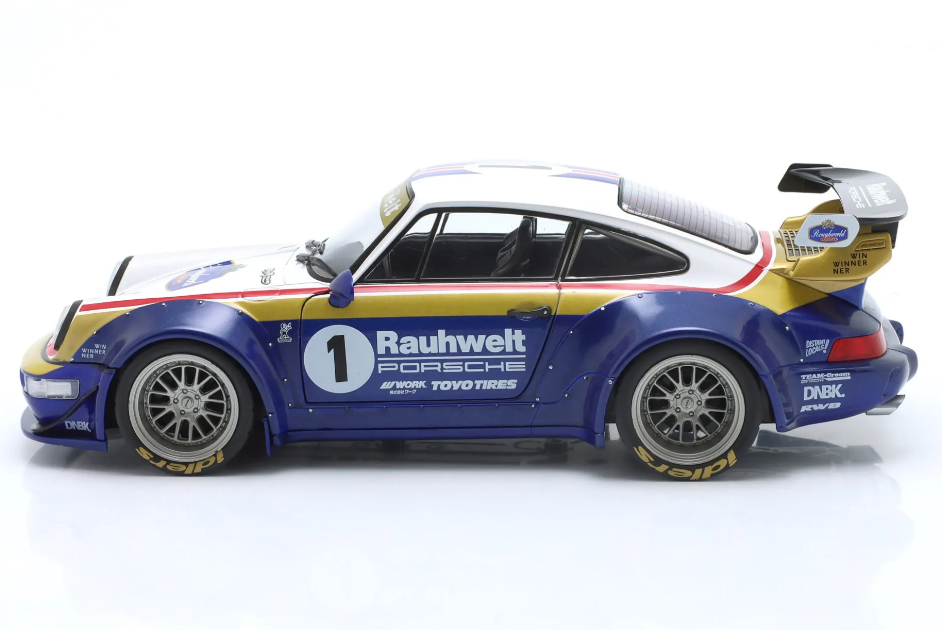 Porsche 911 (964) RWB Rauh-Welt 2022 blau / weiß / rot / gold 1:18 Solido