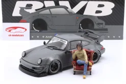 Porsche 911 (964) RWB Rauh-Welt Bodykit 2024 nardograu mit Figur 1:18 Solido