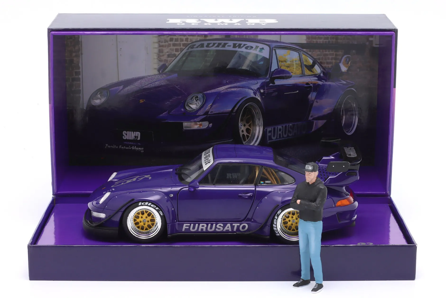 Porsche 911 (993) RWB Rauh-Welt Furusato Sidney Hoffmann Signature Edition mit Figur 1:18 WERK83
