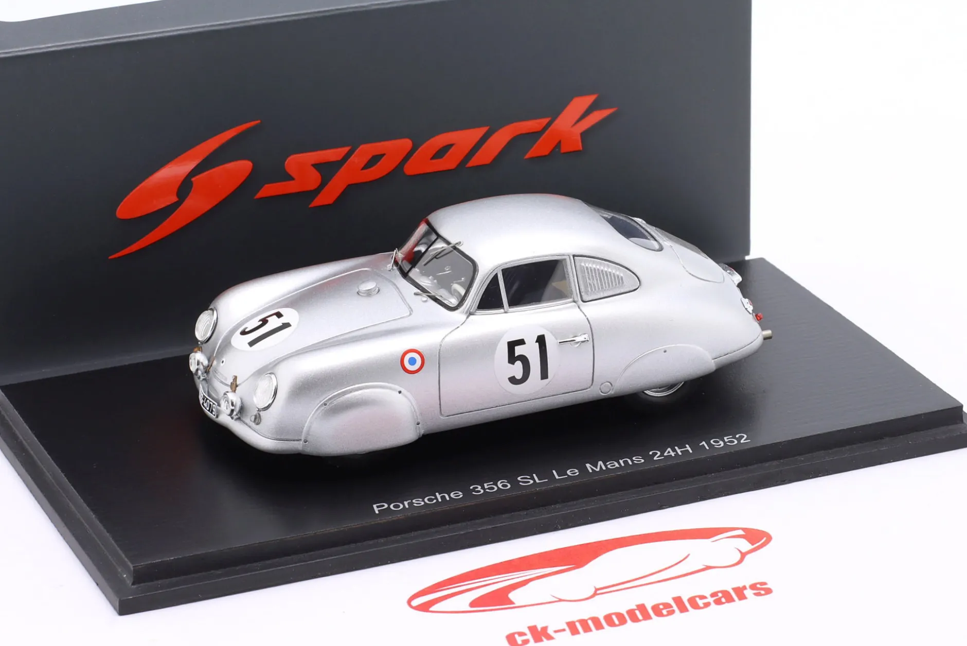 Porsche 356 SL Coupe #51 24h LeMans 1952 von Hanstein, Müller 1:43 Spark