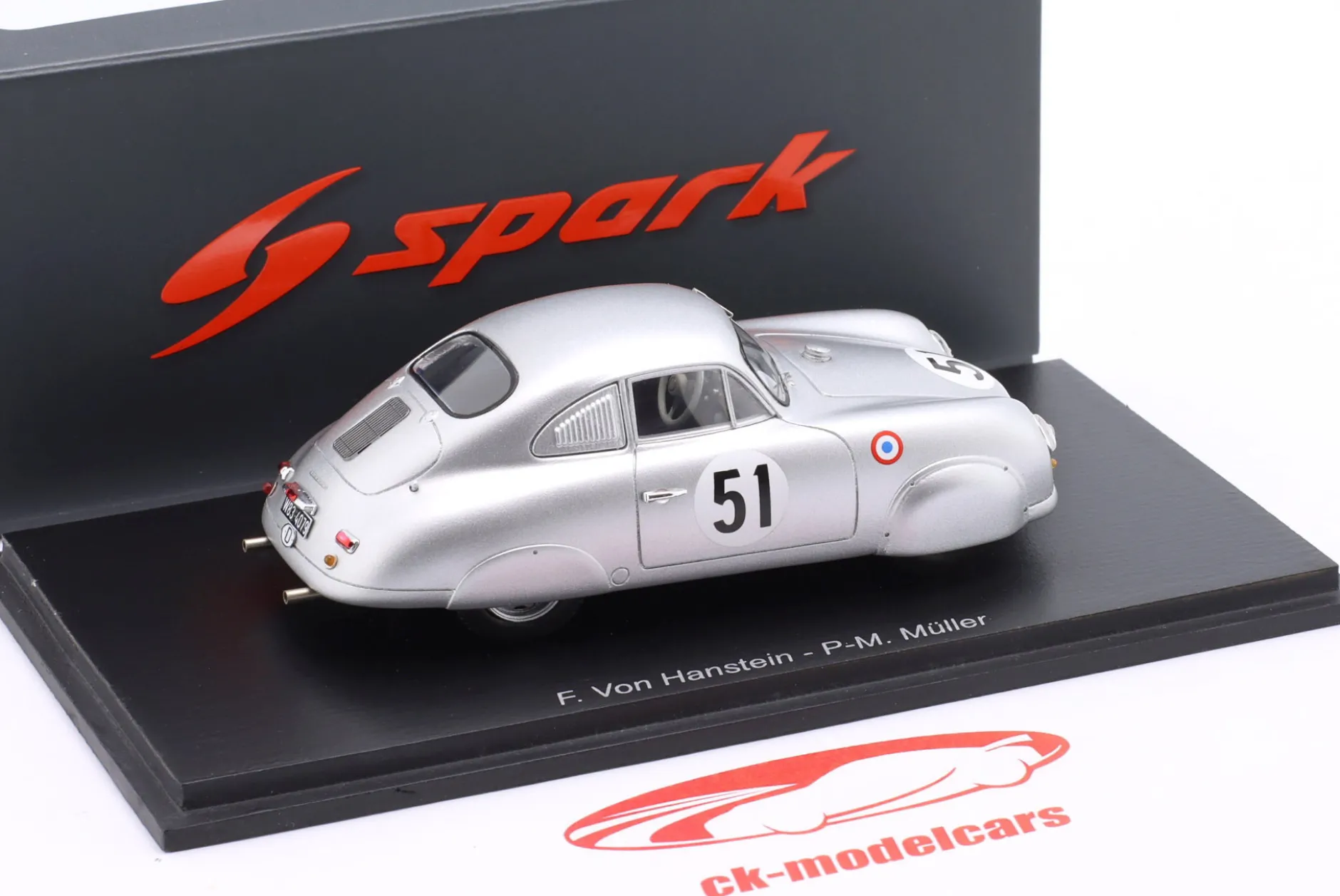 Porsche 356 SL Coupe #51 24h LeMans 1952 von Hanstein, Müller 1:43 Spark