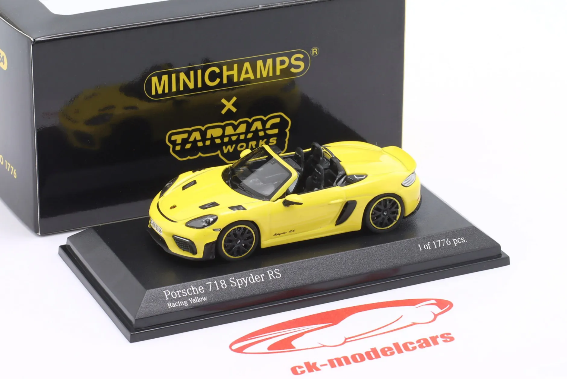 Porsche 718 (982) Spyder RS 2023 racing gelb 1:64 Tarmac Works / Minichamps