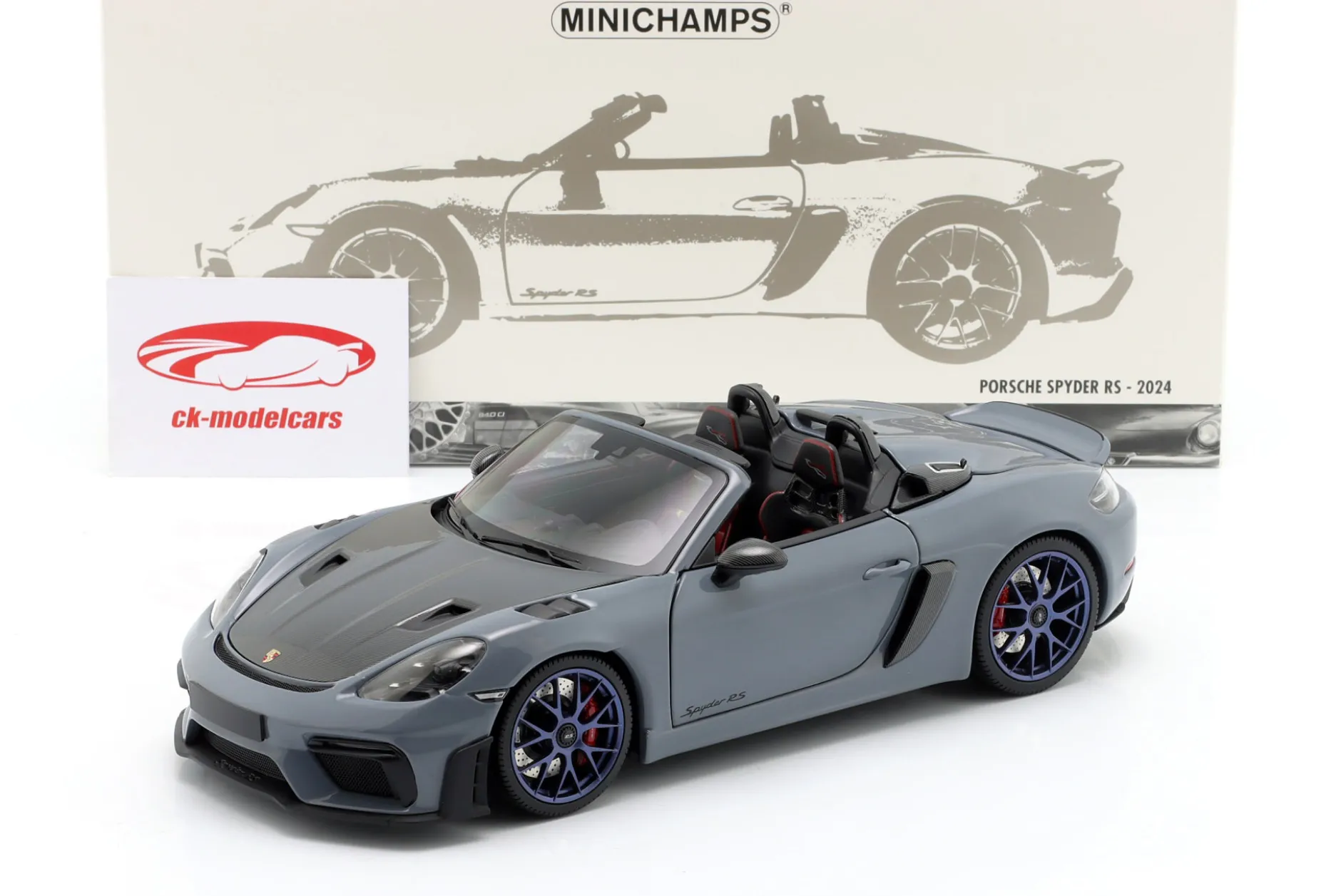 Porsche 718 Spyder RS Weissach-Paket Baujahr 2024 grau 1:18 Minichamps