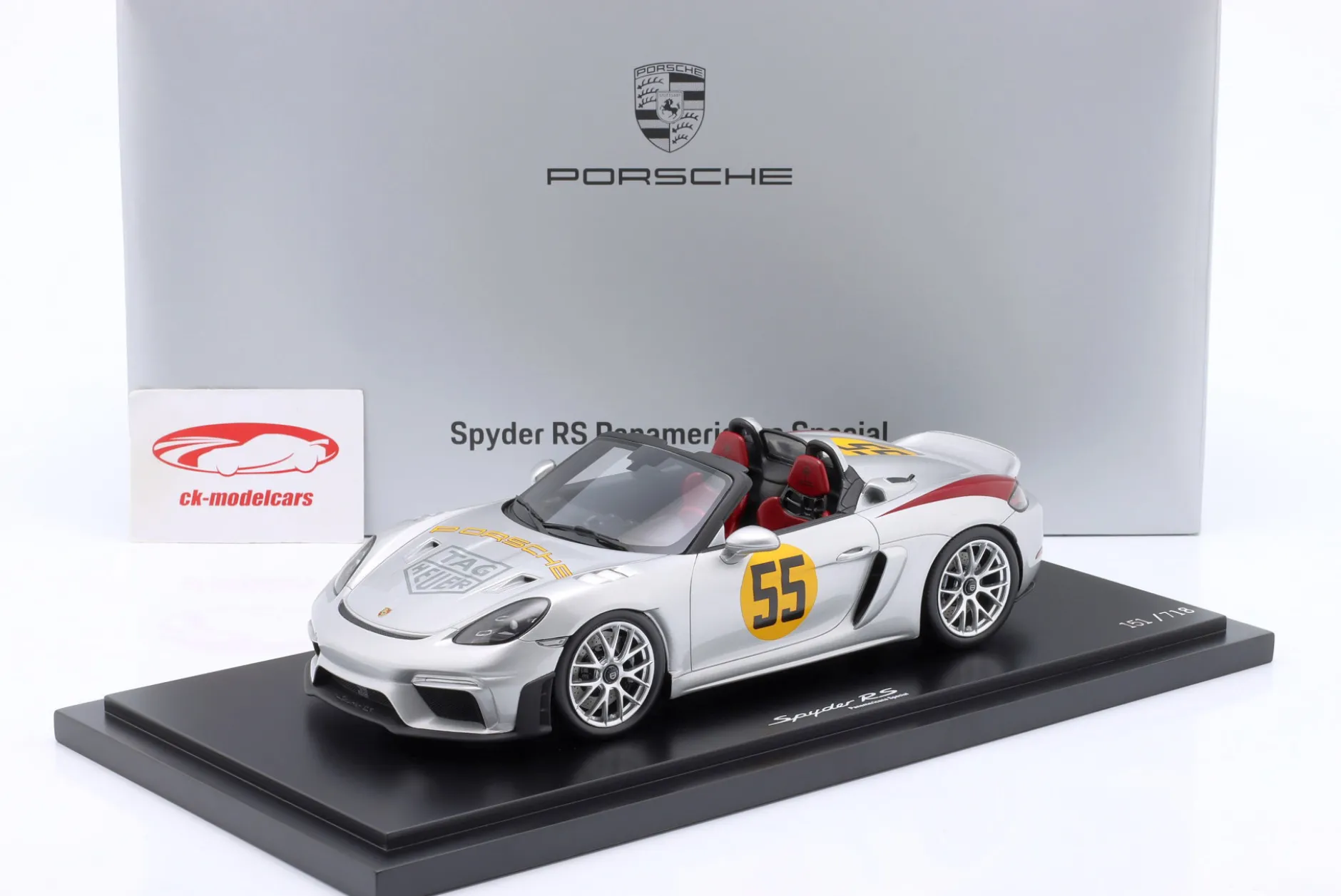 Porsche 718 (982) Spyder #55 Tribute Carrera Panamericana 1954 1:18 Spark