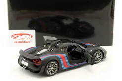 Porsche 918 Spyder Weissach Package Martini Baujahr 2013 schwarz 1:18 AUTOart