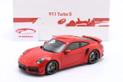 Porsche 911 (992) Turbo S Coupe Sport Design 2021 indischrot 1:18 Minichamps