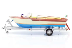 Riva Junior Motorboot auf Anhänger 1966 elfenbein / gelb / braun / blau 1:18 MITICA