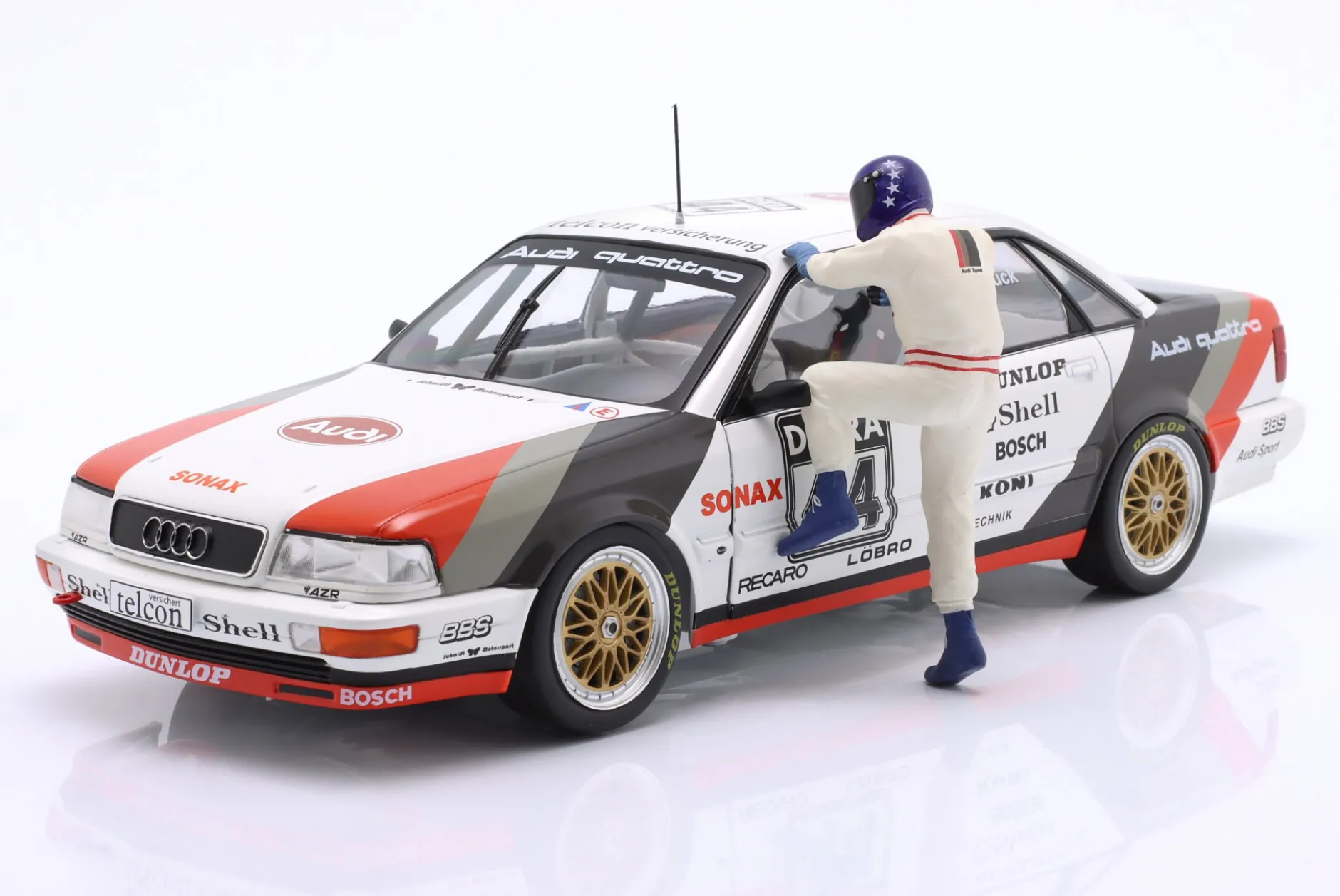 Set H.J. Stuck: Audi V8 Quattro #44 DTM Champion 1990 mit Figur 1:18 WERK83