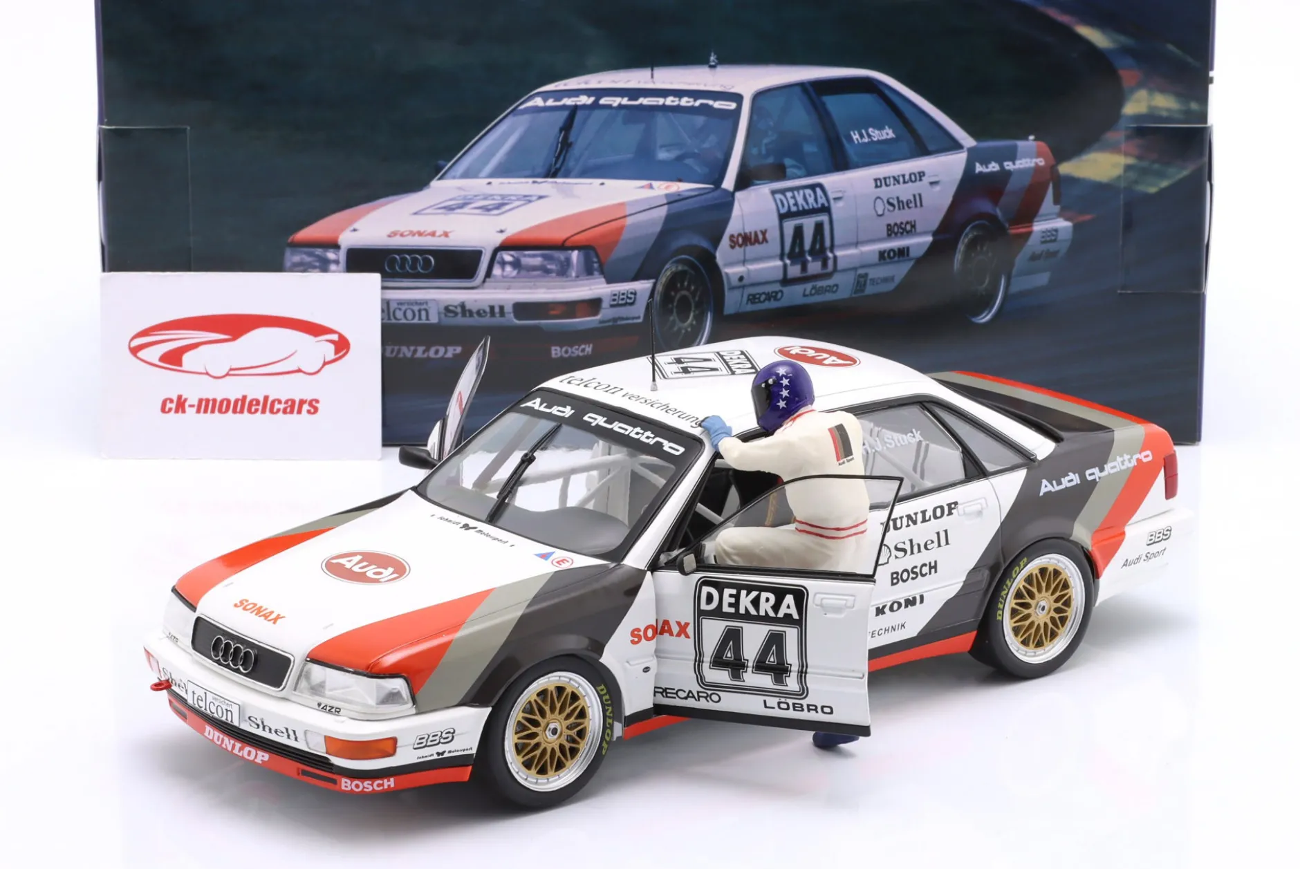Set H.J. Stuck: Audi V8 Quattro #44 DTM Champion 1990 mit Figur 1:18 WERK83