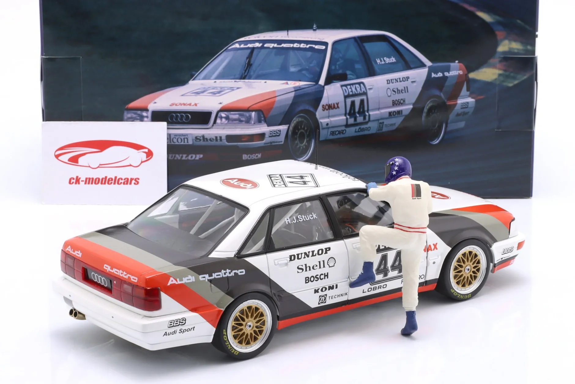 Set H.J. Stuck: Audi V8 Quattro #44 DTM Champion 1990 mit Figur 1:18 WERK83