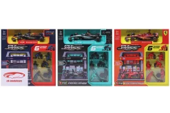 Set 3x Pit Stop Diorama Verstappen / Hamilton / Leclerc Formel 1 2024 1:43 Bburago