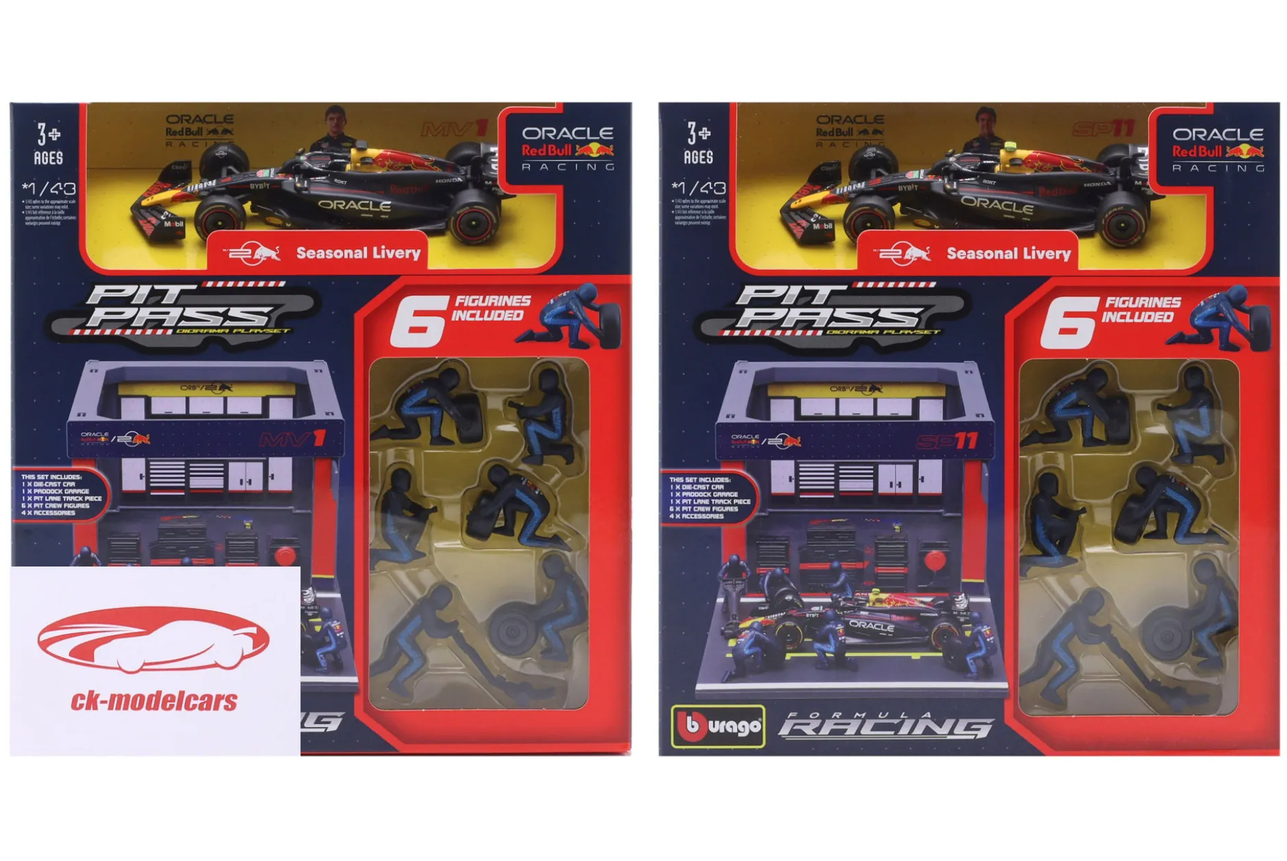 Set 2x Pit Stop Diorama Verstappen & Perez Red Bull Formel 1 2024 1:43 Bburago