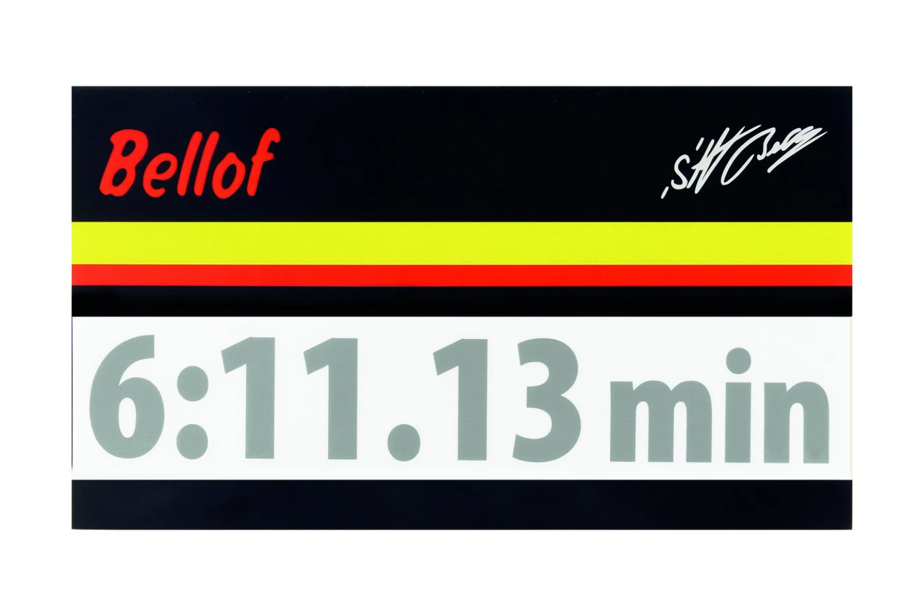 Stefan Bellof Aufkleber Rekordrunde 6:11.13 min silber 120 x 25 mm