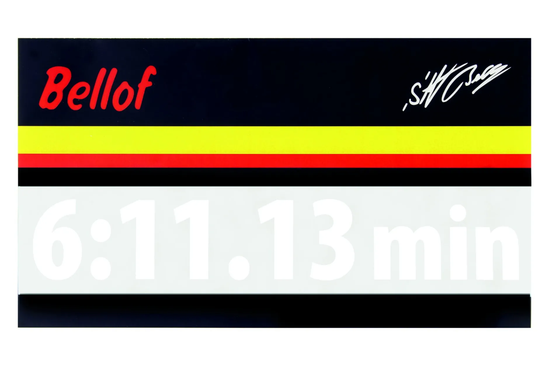 Stefan Bellof Aufkleber Rekordrunde 6:11.13 min weiß 120 x 25 mm