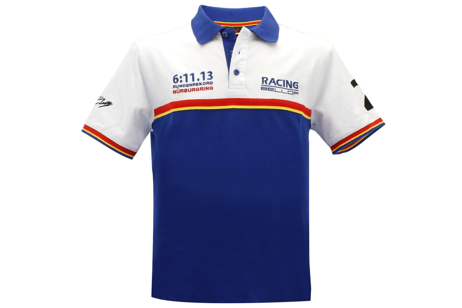 Stefan Bellof Polo-Shirt Rekordrunde 6:11.13 min blau / weiß