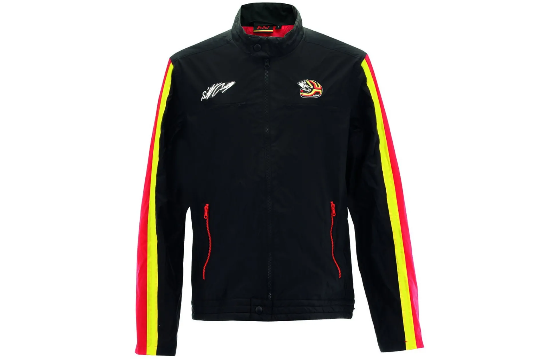 Stefan Bellof Racing Jacke Helm schwarz / rot / gelb