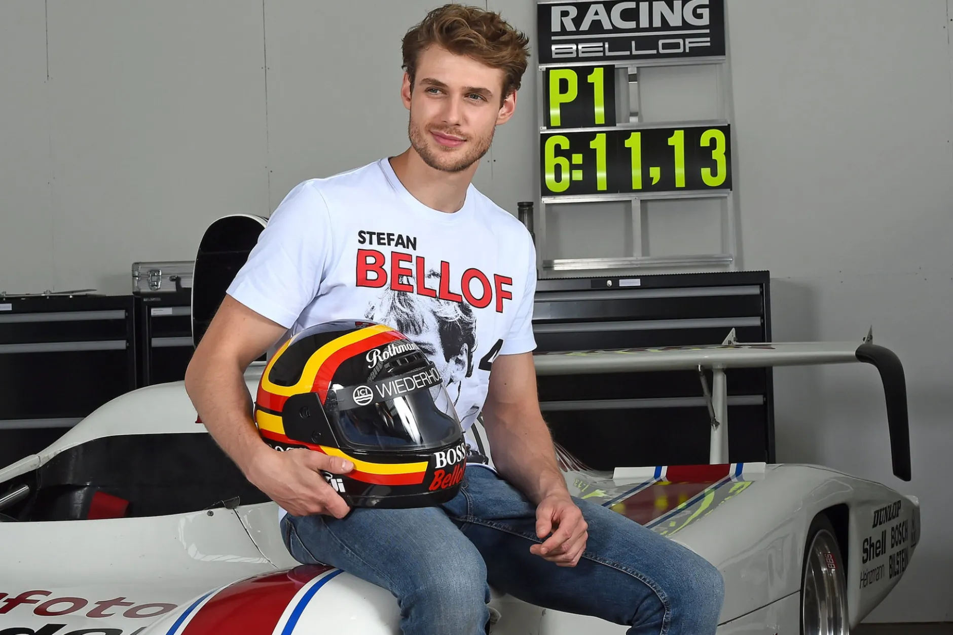 Stefan Bellof T-Shirt Podium GP Monaco 1984 weiß / rot / schwarz