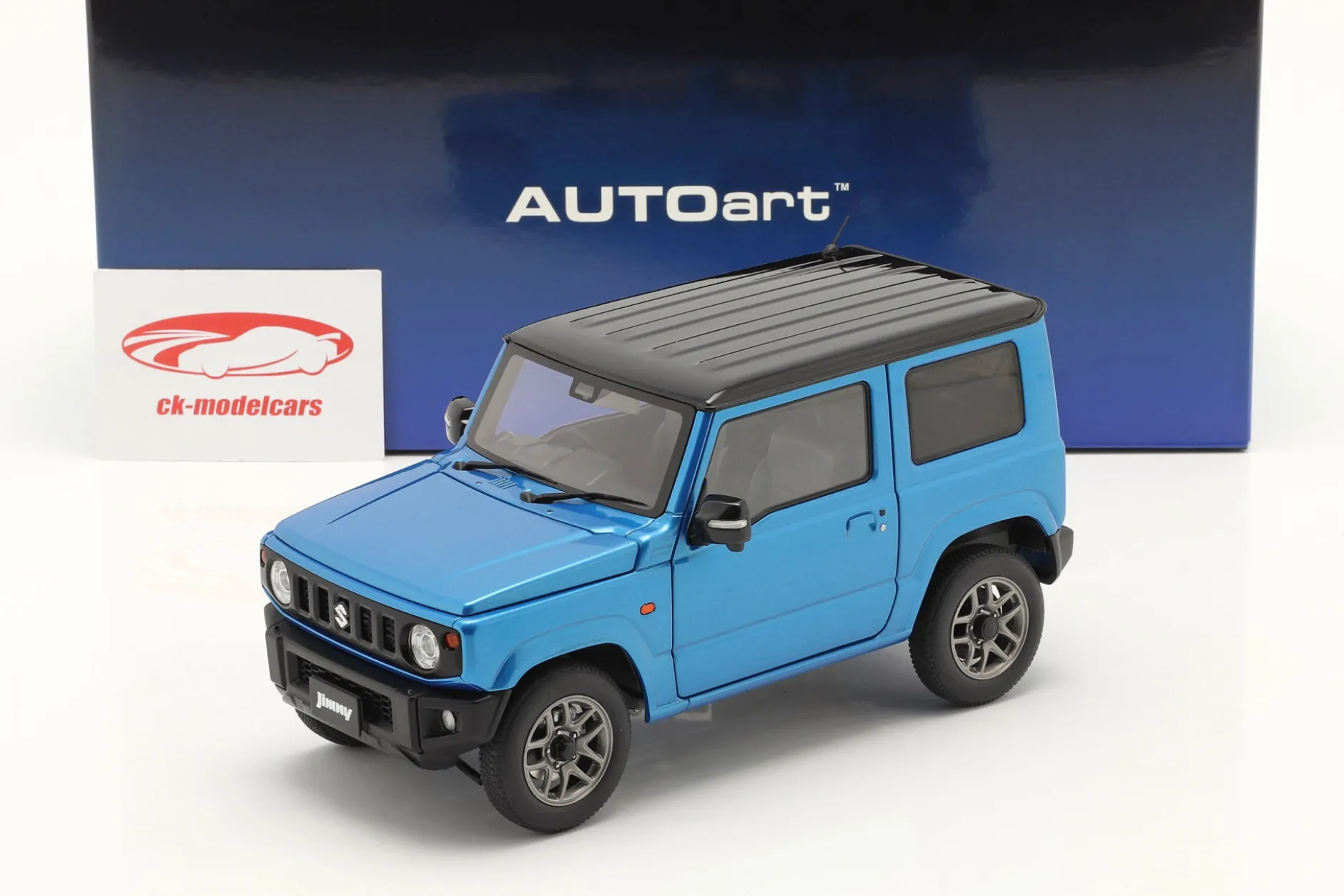 Suzuki Jimny (JB64) RHD Baujahr 2018 blau metallic / schwarz 1:18 AUTOart