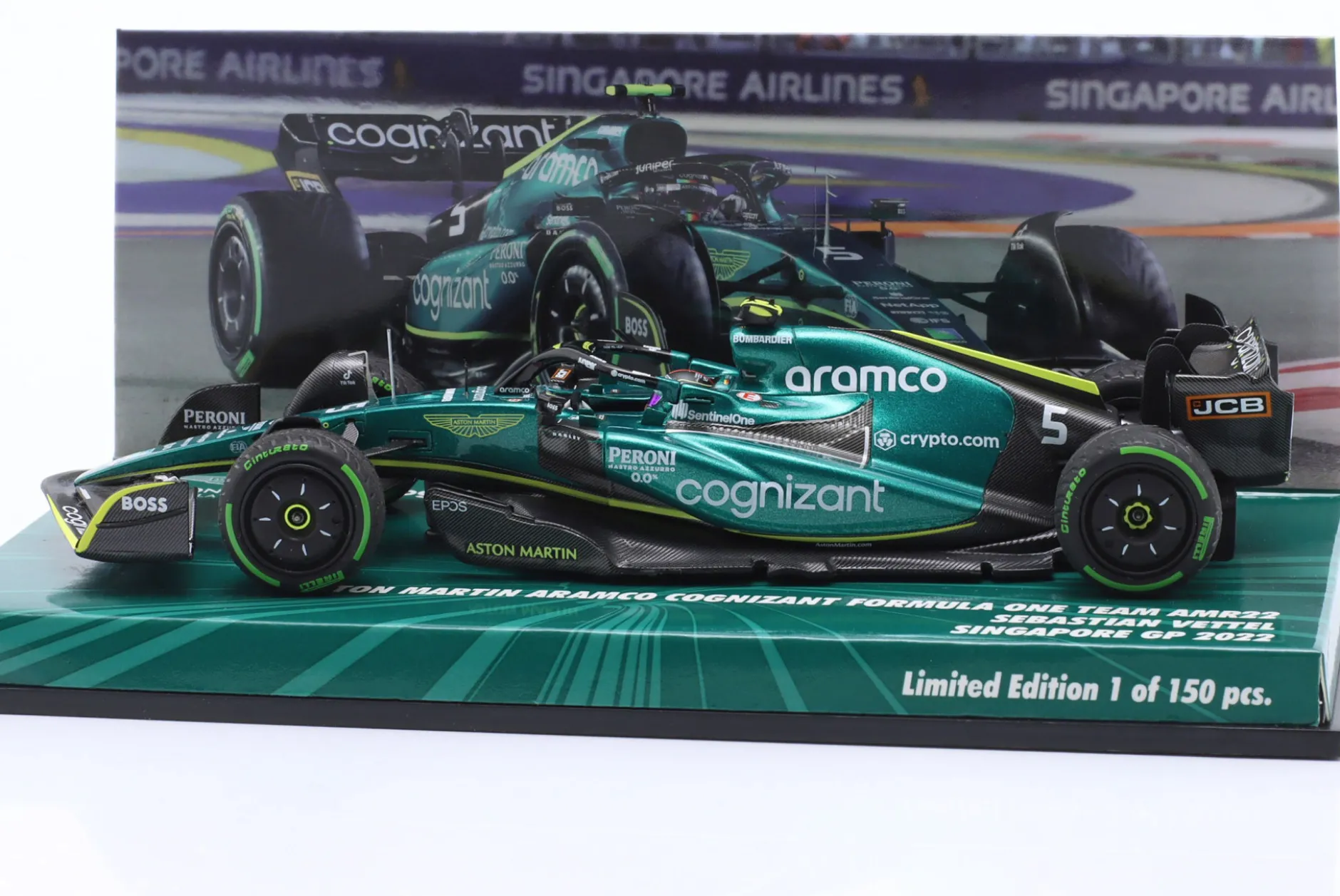 S. Vettel Aston Martin AMR22 #5 8th Singapur GP Formel 1 2022 1:43 Minichamps