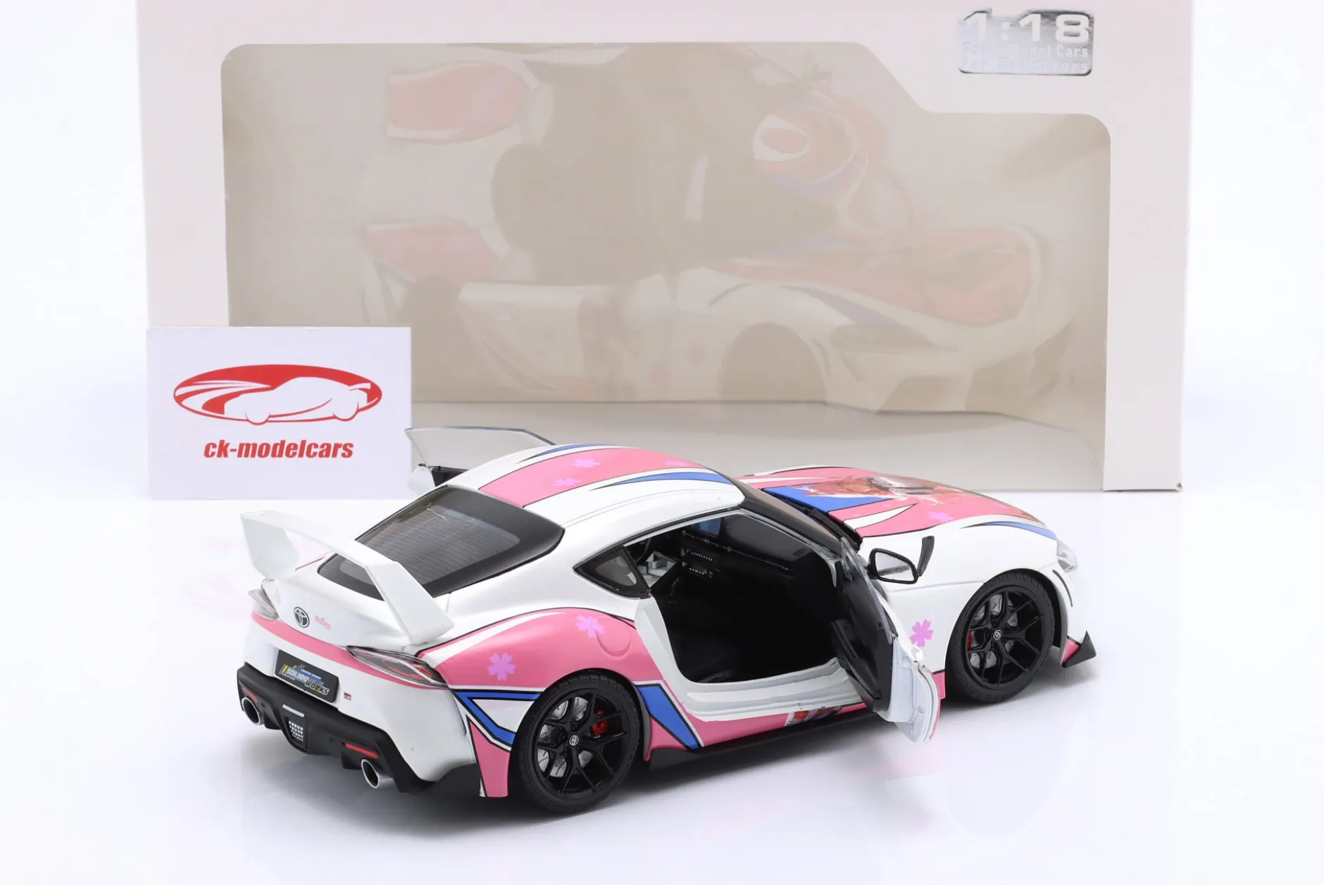 Toyota GR Supra Solido Works Itasha 2024 weiß / pink / Dekor 1:18 Solido