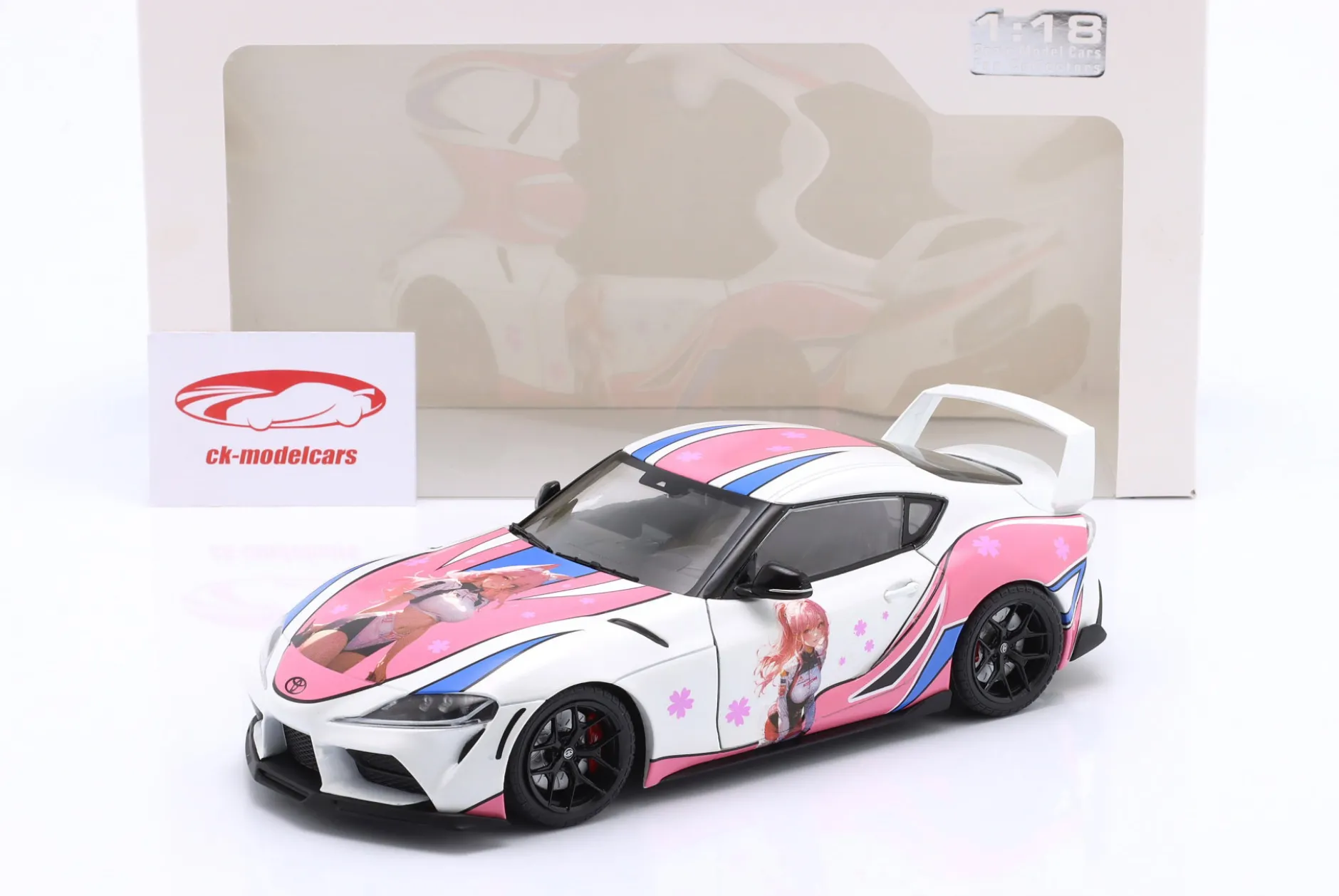 Toyota GR Supra Solido Works Itasha 2024 weiß / pink / Dekor 1:18 Solido
