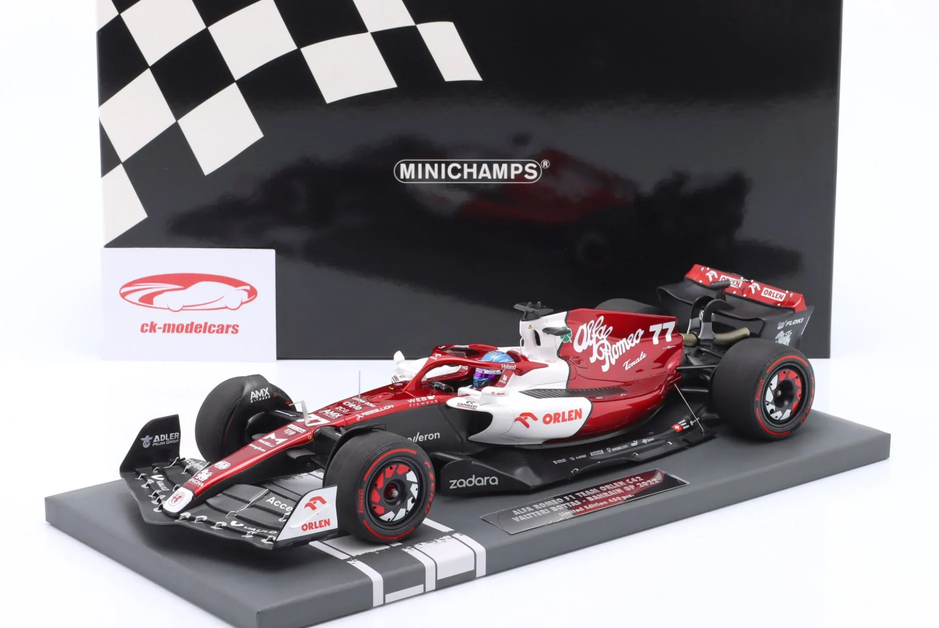 Valtteri Bottas Alfa Romeo C42 #77 6th Bahrain GP Formel 1 2022 1:18 Minichamps