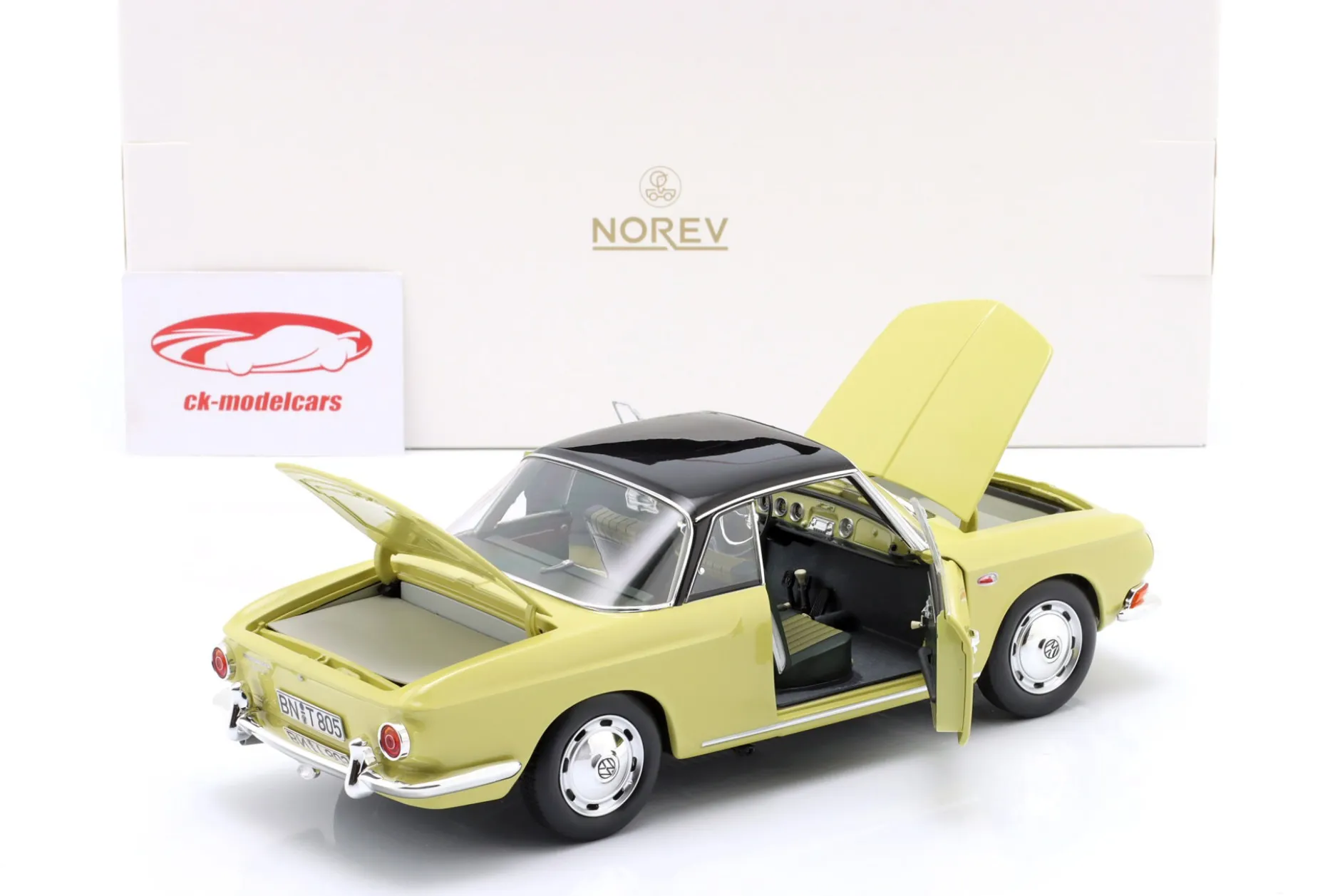 Volkswagen VW Karmann Ghia 1500 Baujahr 1961 Manila gelb 1:18 Norev