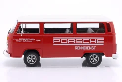 Volkswagen VW T2b Bus mit Fuchs Felgen Porsche Renndienst 1972 rot / weiß 1:18 KK-Scale