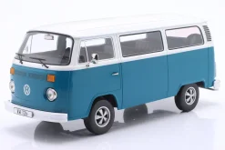 Volkswagen VW T2b Bus mit Fuchs Felgen Baujahr 1972 blau / weiß 1:18 KK-Scale