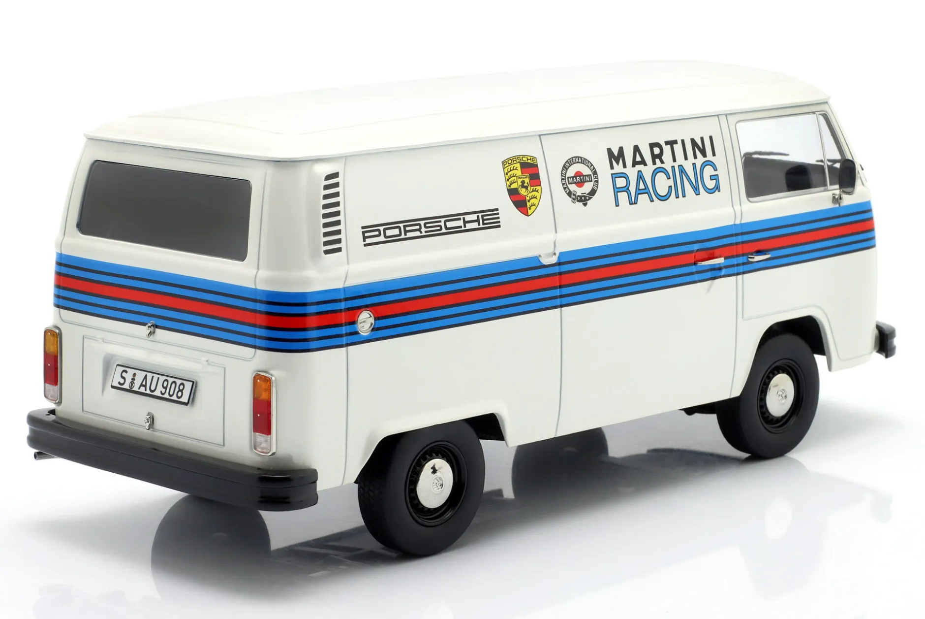 Volkswagen VW T2b Bus Porsche Martini Racing Baujahr 1972 weiß 1:18 KK-Scale