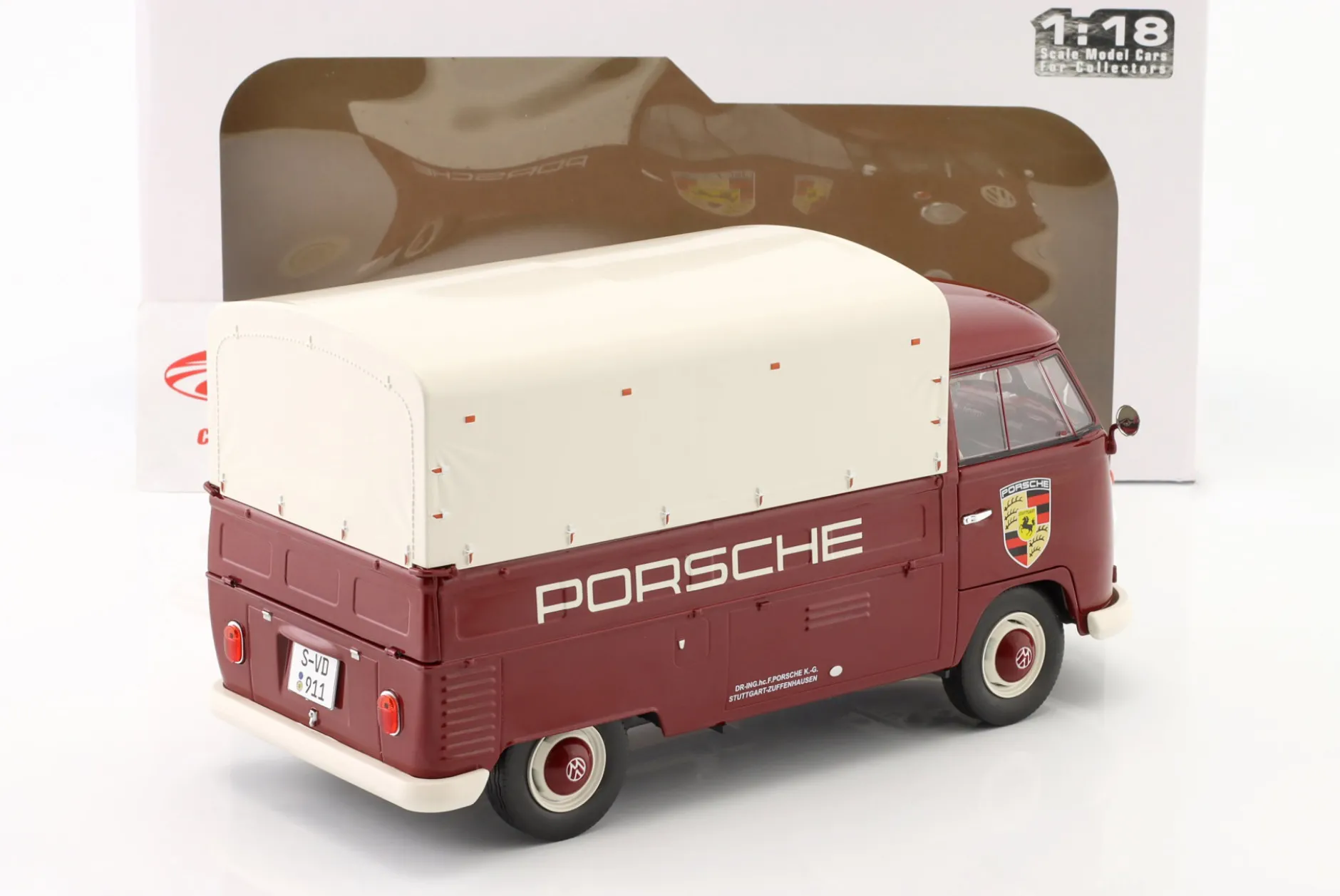 Volkswagen VW T1 Pick-Up Porsche Service 1950 dunkelrot 1:18 Solido