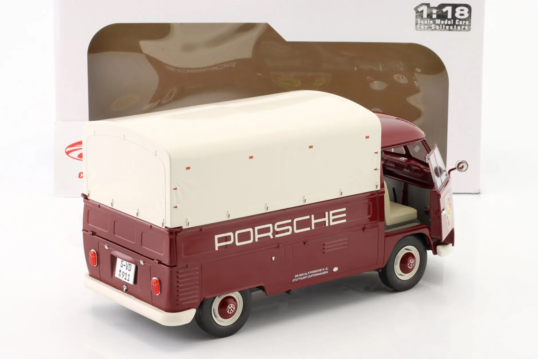 Volkswagen VW T1 Pick-Up Porsche Service 1950 dunkelrot 1:18 Solido