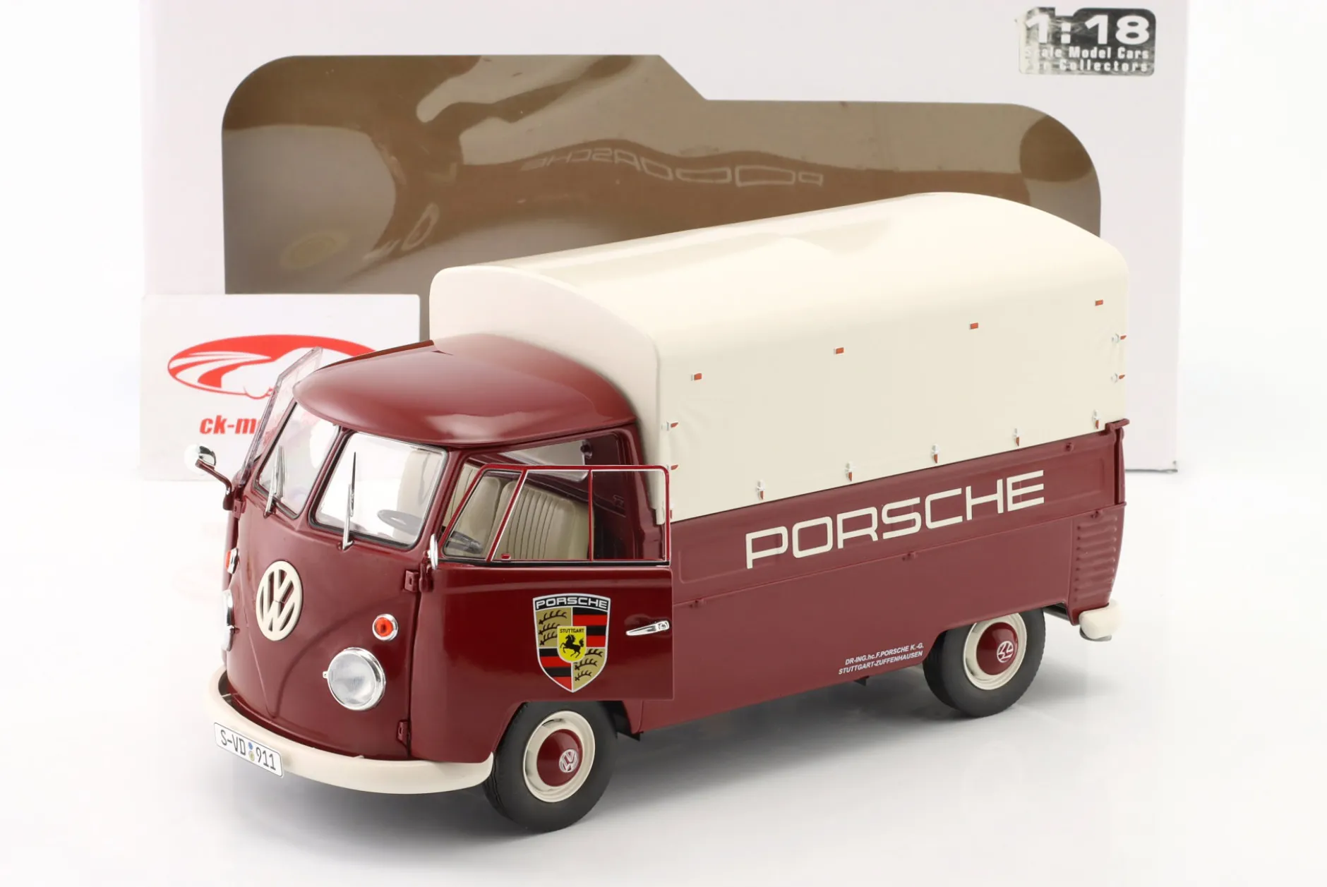 Volkswagen VW T1 Pick-Up Porsche Service 1950 dunkelrot 1:18 Solido