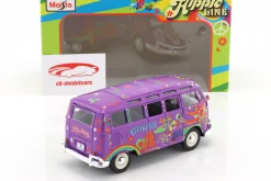 Volkswagen VW T1 Samba Bus Hippie Line Flower Power lila 1:24 Maisto