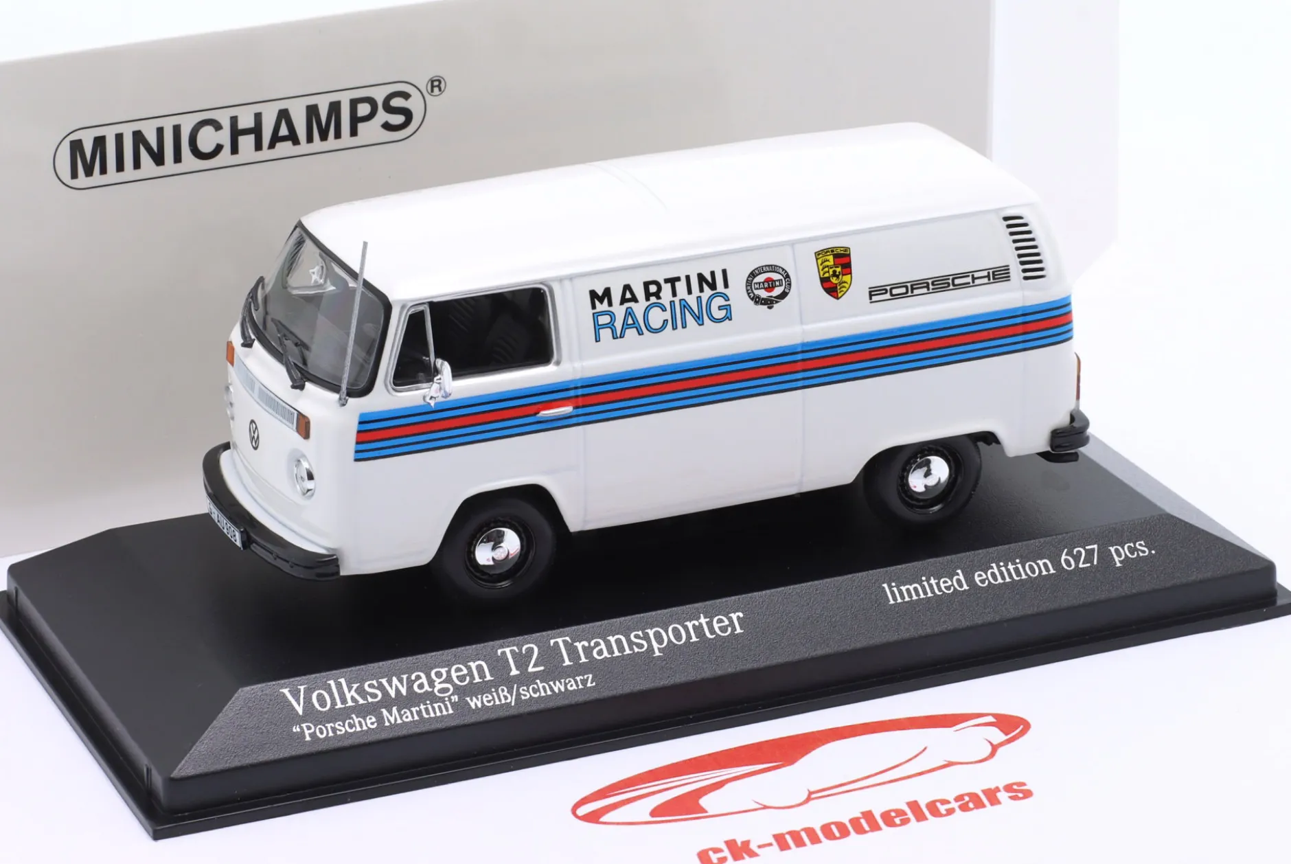 Volkswagen VW T2 Transporter Porsche Renndienst Martini Design 1:43 Minichamps