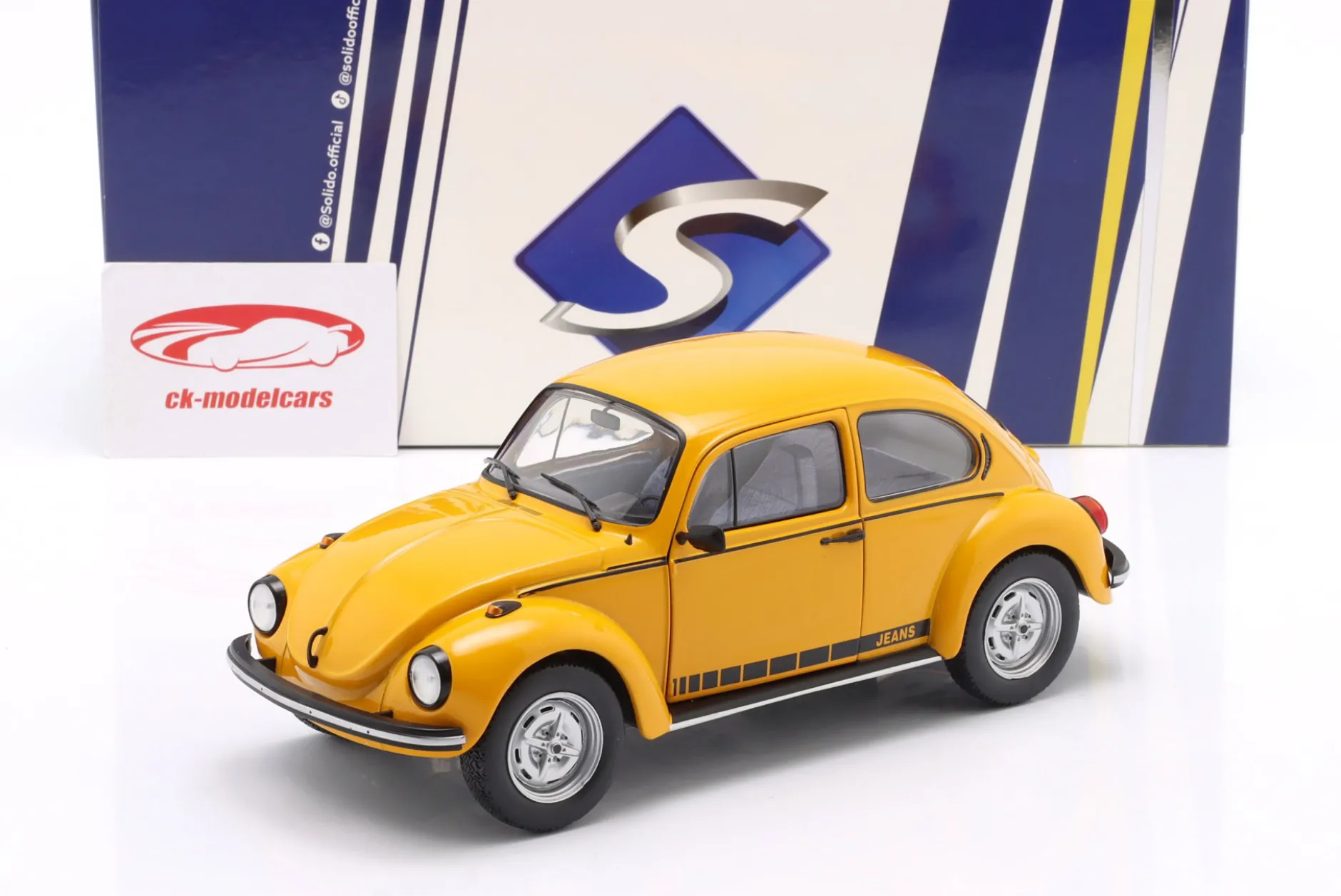 VW Käfer 1303 Jeans Baujahr 1974 gelb 1:18 Solido